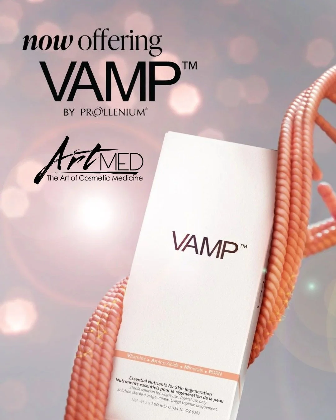 New at ArtMed: VAMP&trade; ✨

Looking to elevate your skin results and boost your glow? We&rsquo;re excited to introduce VAMP&trade;, a bio-revitalizing topical treatment designed to support skin regeneration and recovery following procedures like mi