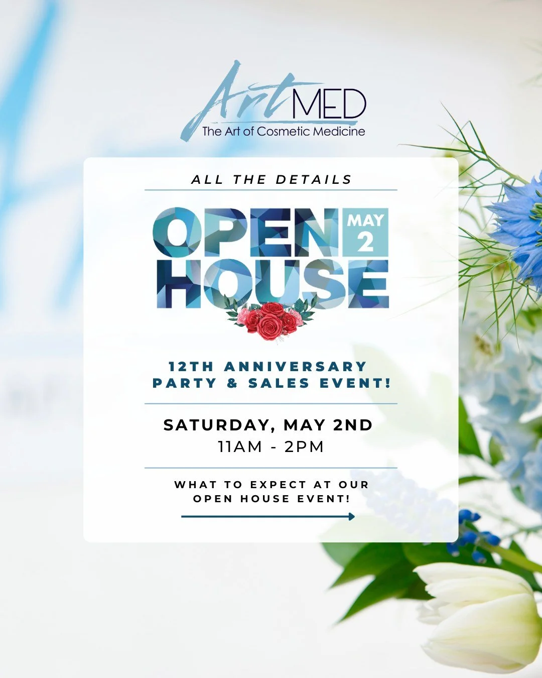 Sharing all the details for our Open House this Saturday! 🎉

We can&rsquo;t wait to welcome you into the clinic and celebrate with you. It&rsquo;s going to be such a fun afternoon.

Can&rsquo;t attend in person? Don&rsquo;t worry, all Open House sal