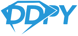 Blue DDPY logo with stylized lettering and geometric shapes