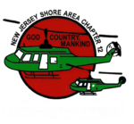 Military helicopter emblem with red circle background, featuring a green helicopter and text reading "God, Country, Mankind."