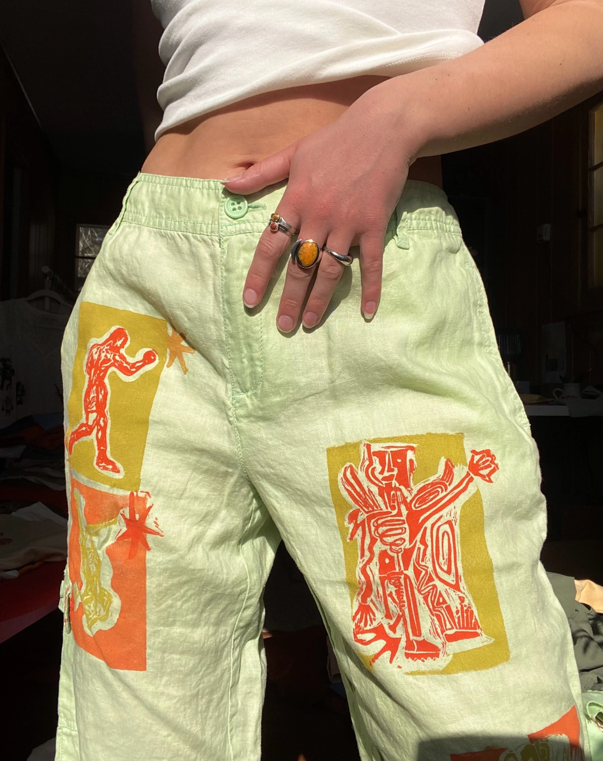 green linen capris #2