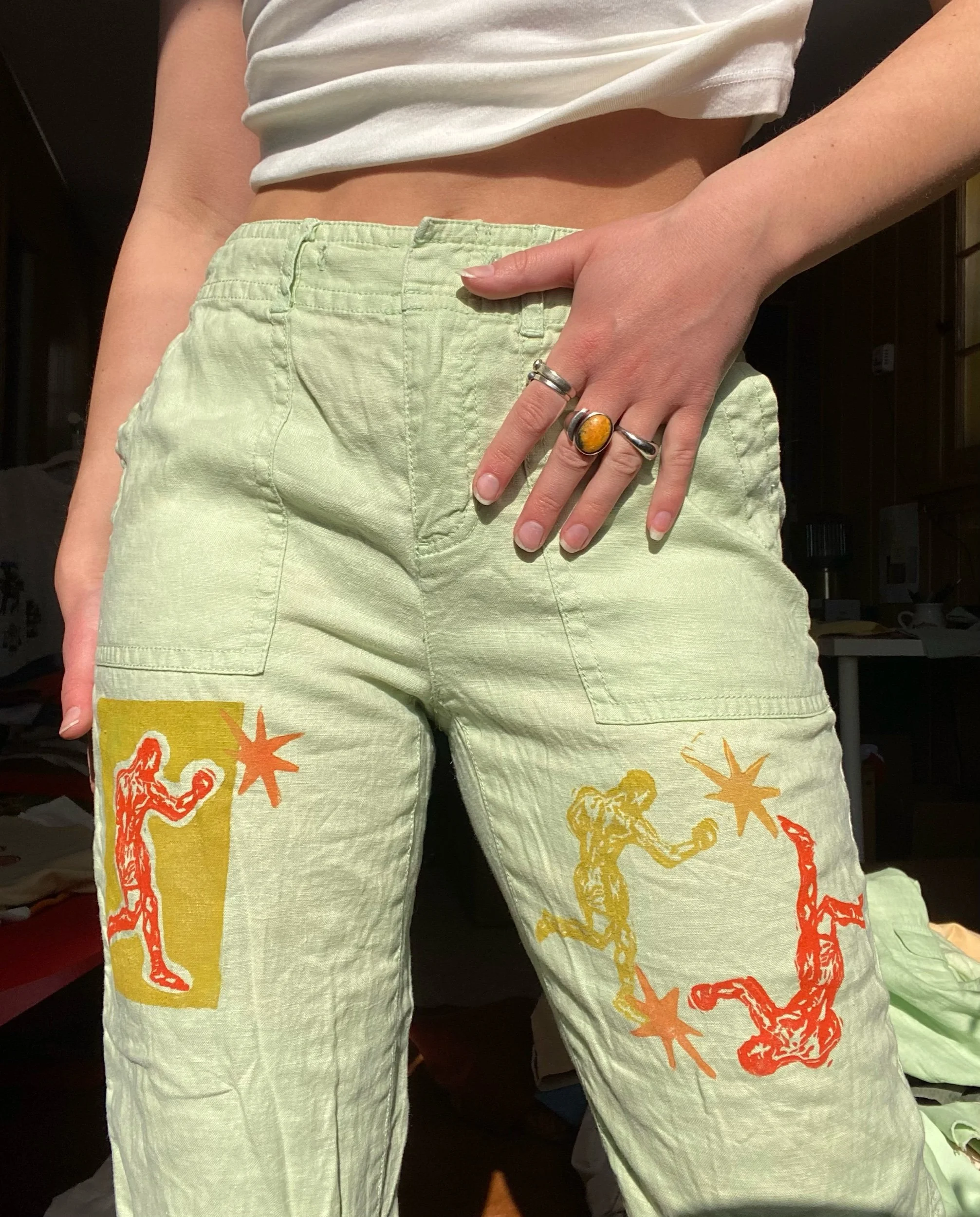 green linen capris #3