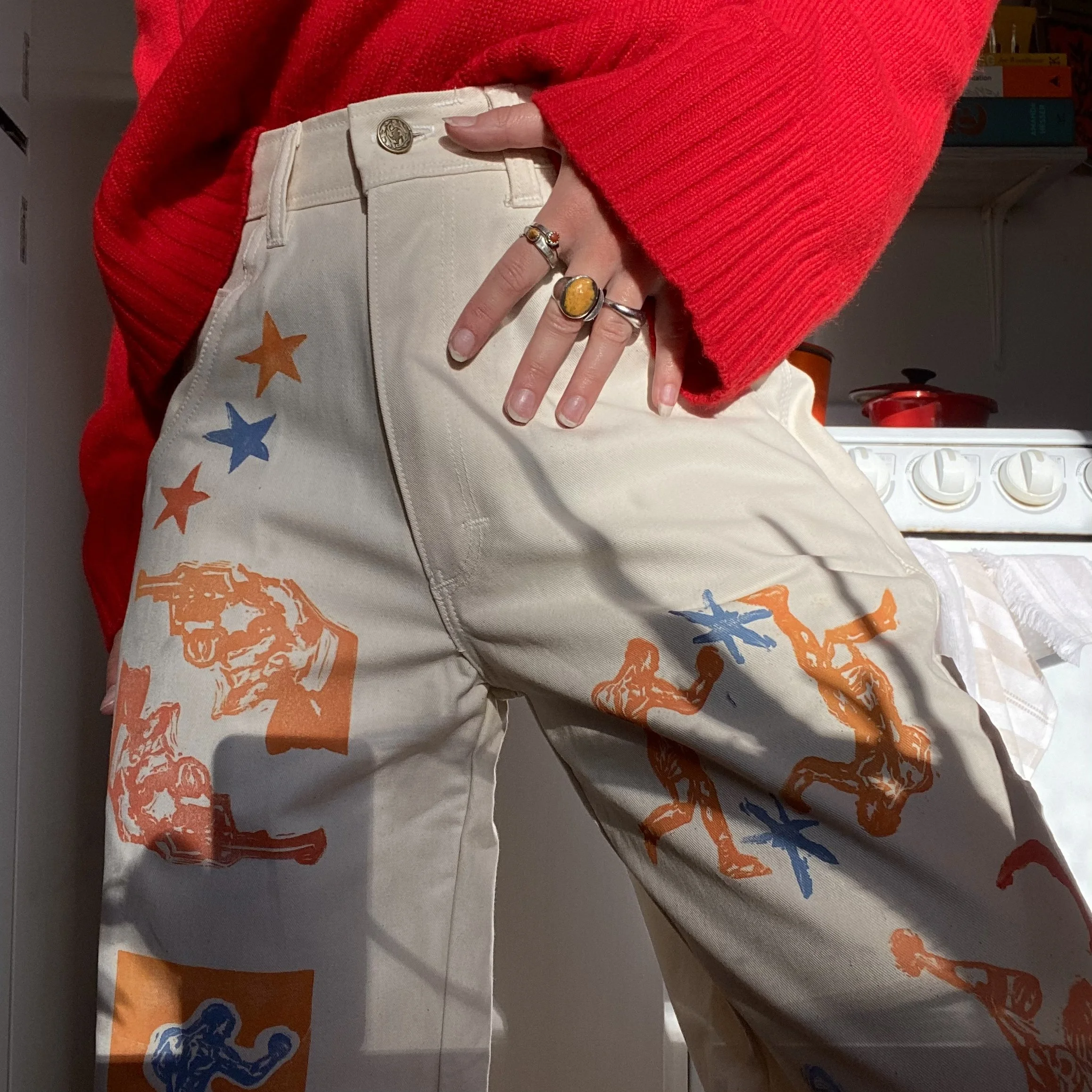 painter pants in cream