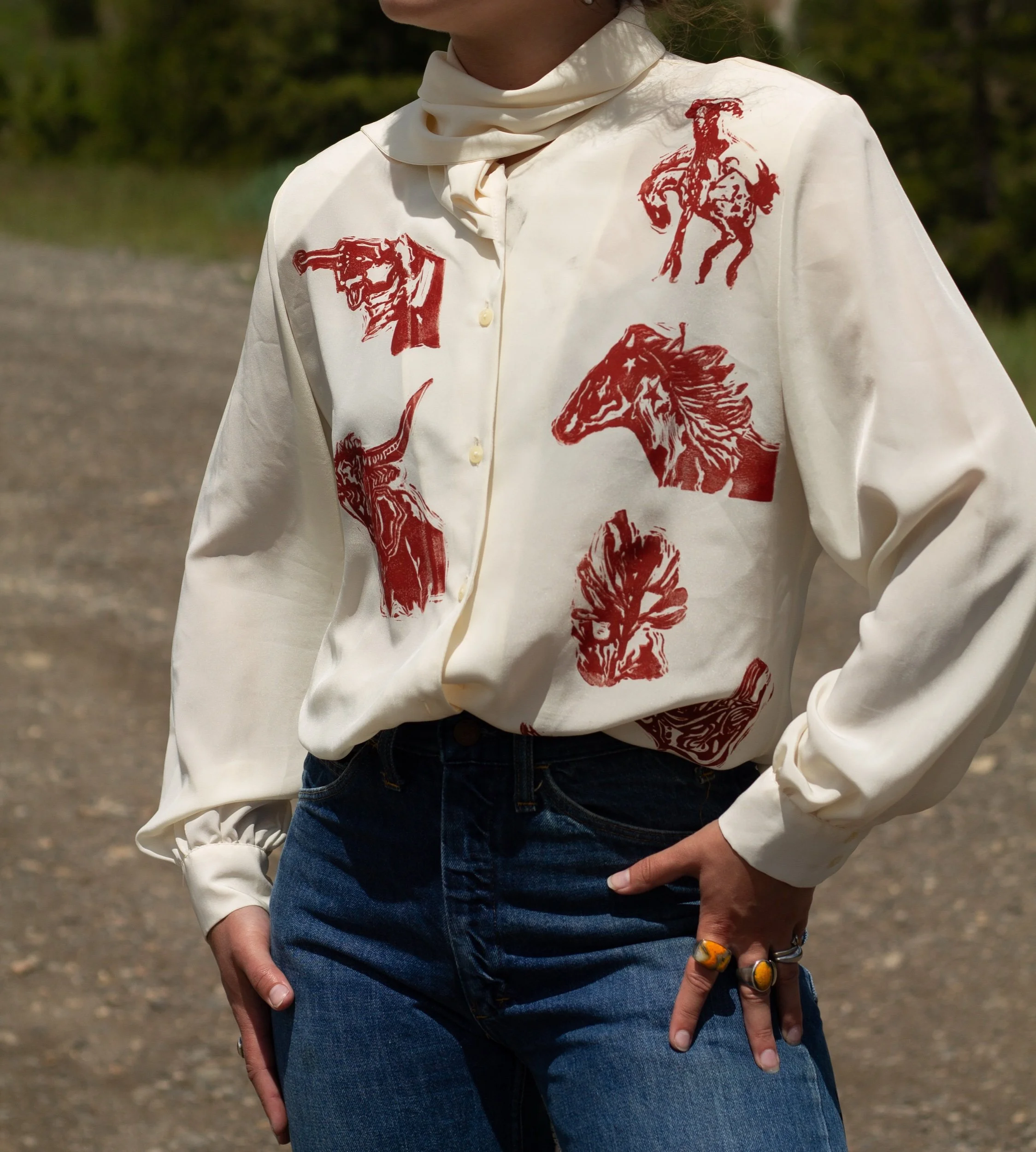 white scarf blouse