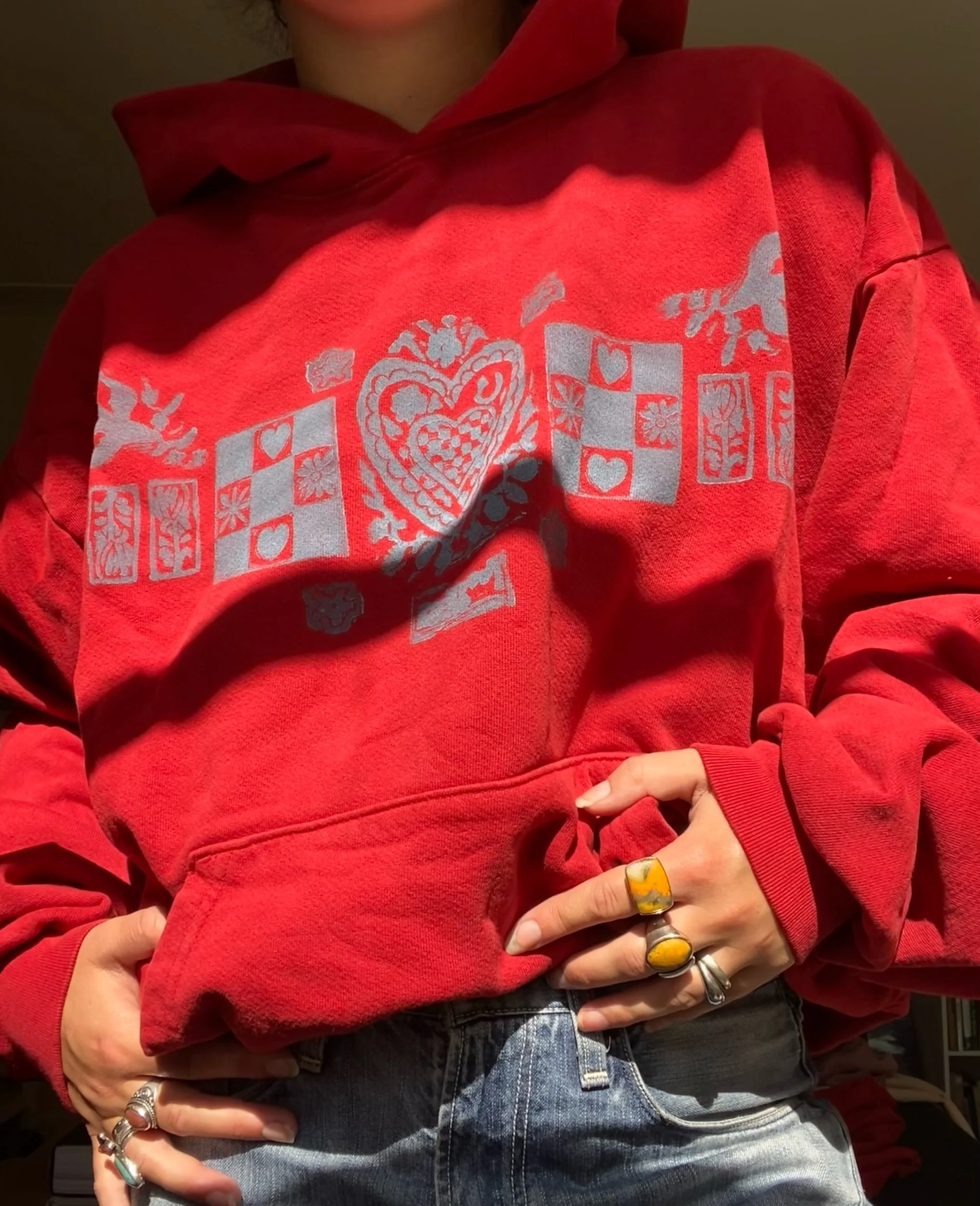 scandinavian collage heart hoodie