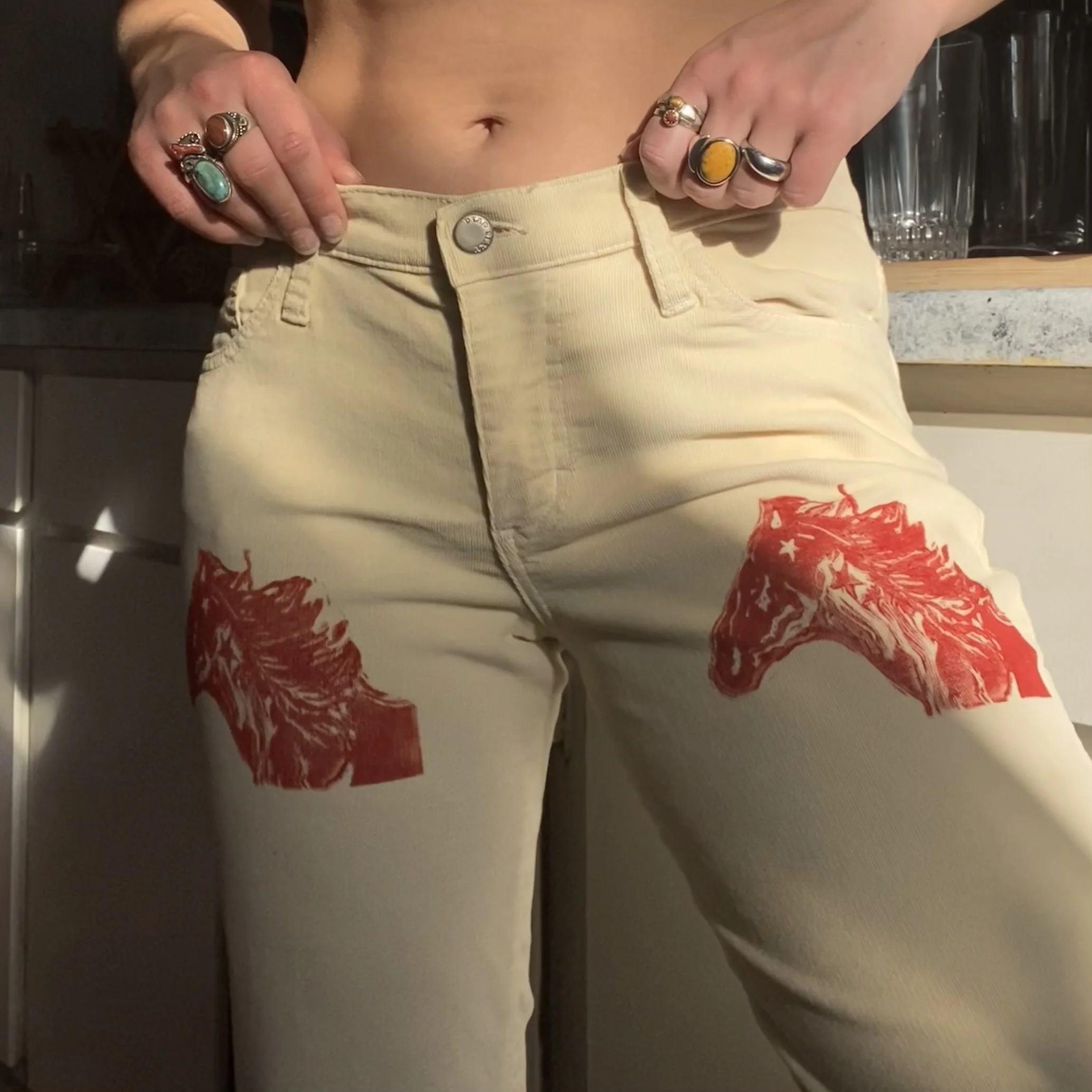 horse low rise corduroy flare