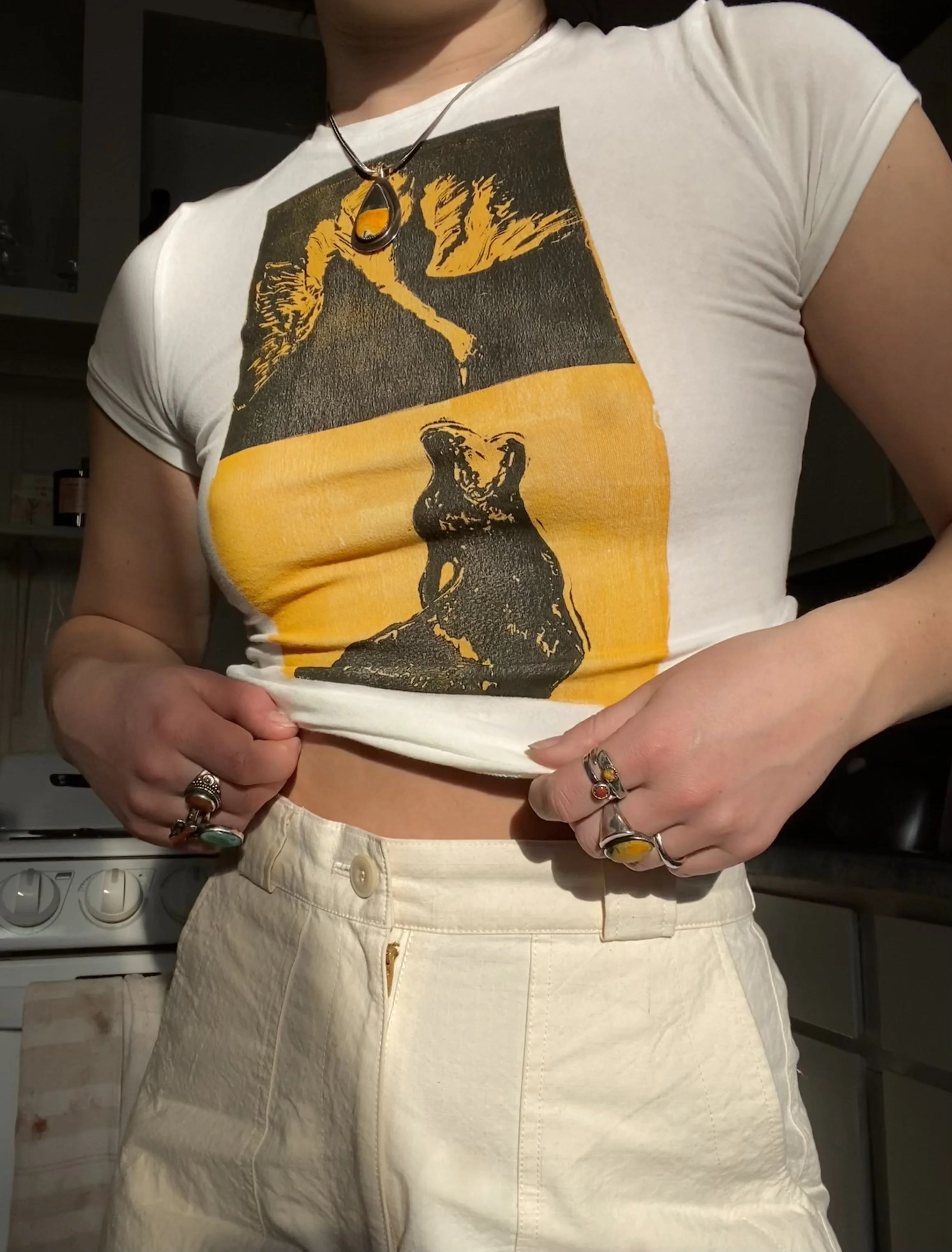 swan and dog baby tee in white