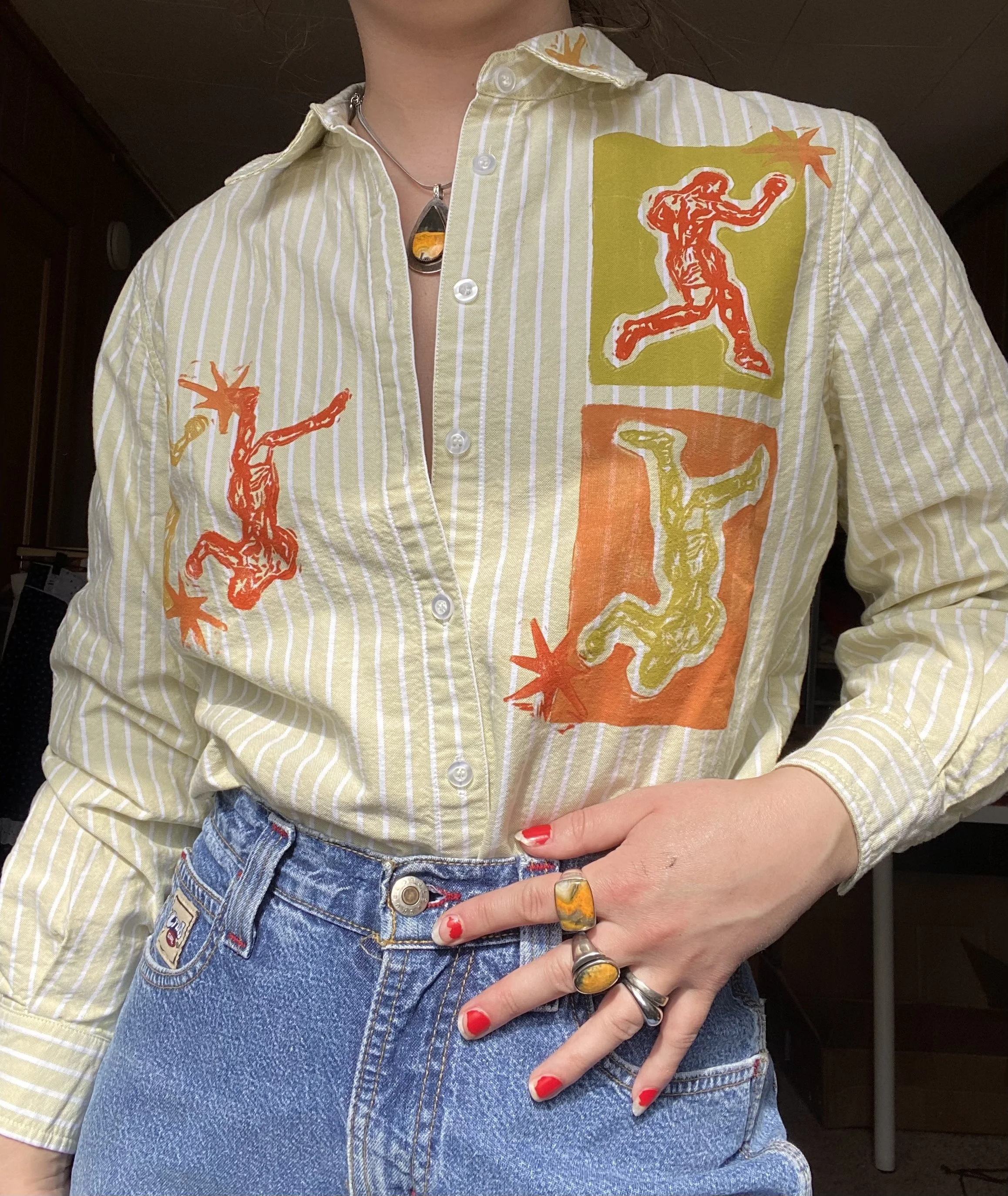 green stripe button down