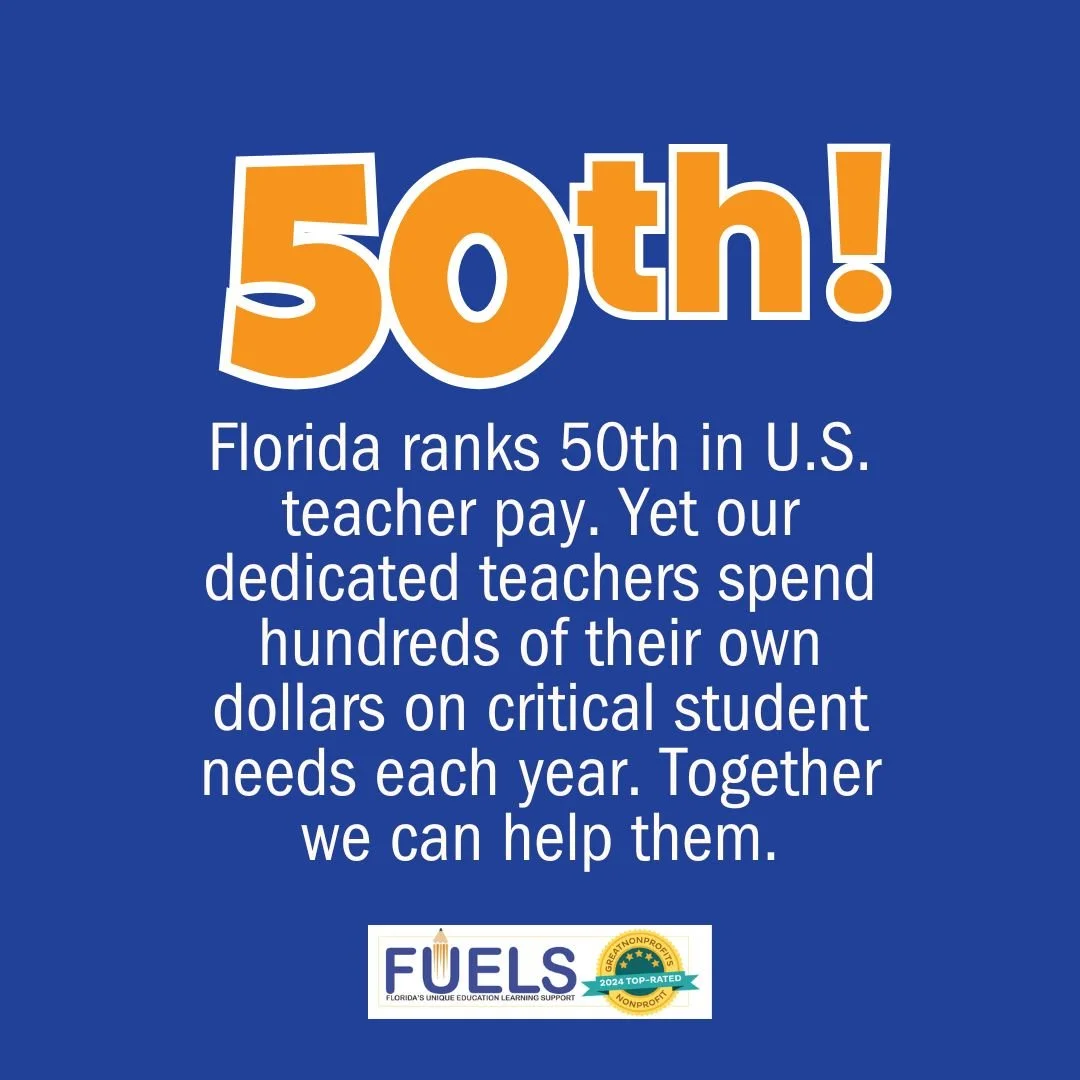 Fact about Florida teachers: Florida ranks 50th in U.S. Teacher Pay.