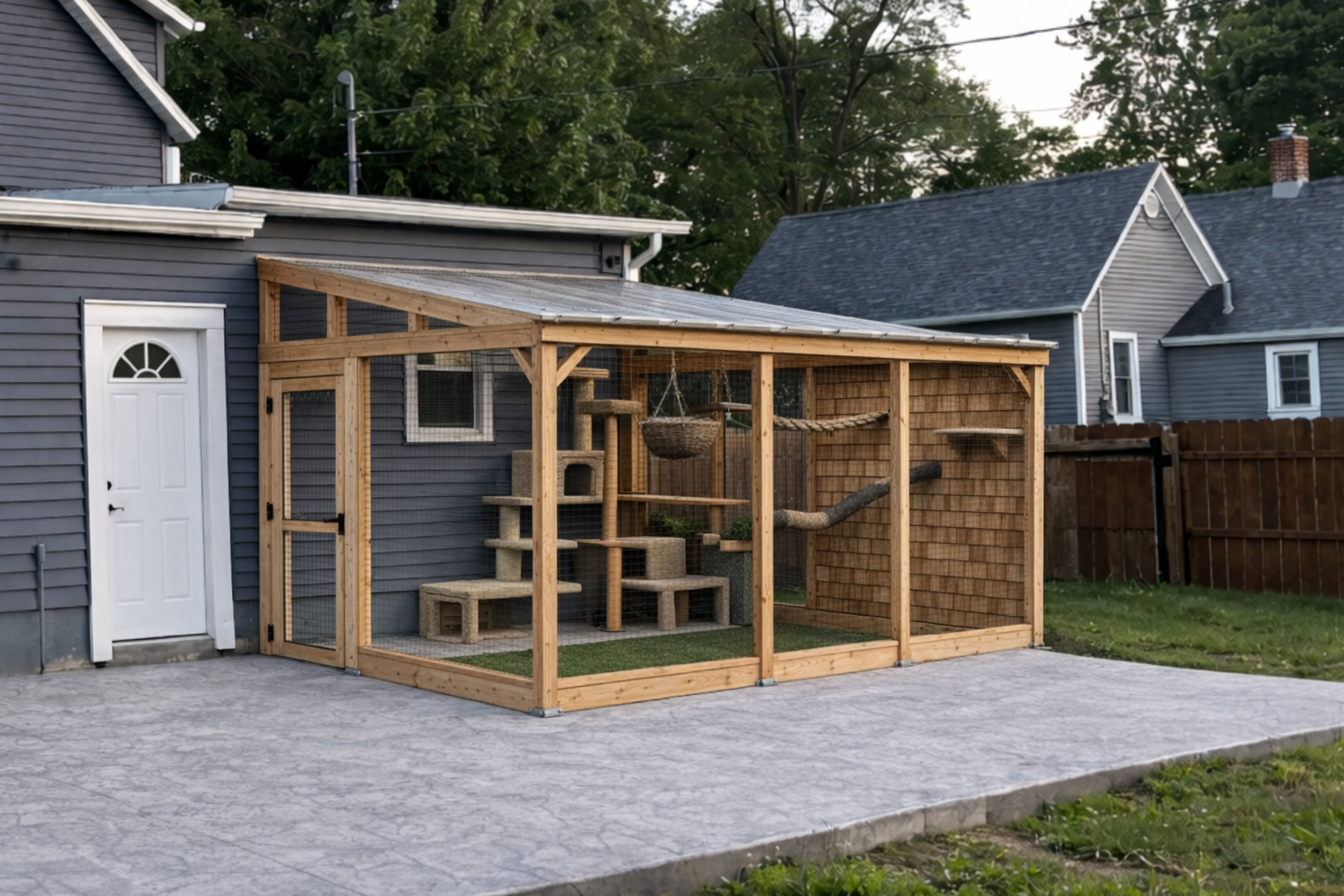 Catio on a patio in midwest