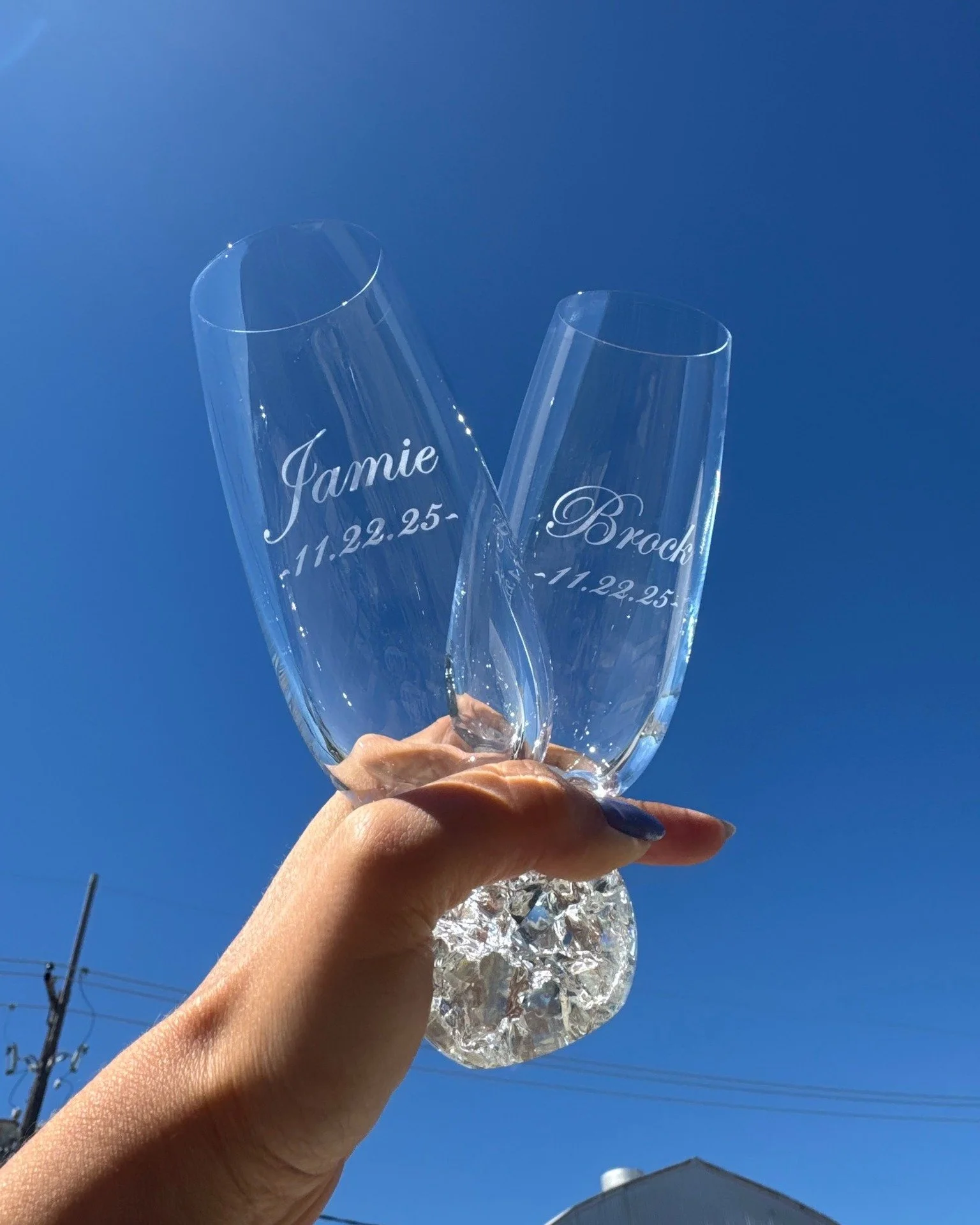🥂One of the wedding adjacent things we do quite often, is engraving champagne flutes. We love the idea of being a part of these celebrations 🎊

At Crescent Stamp &amp; Engraving, we personalize many things for weddings like; perfume bottles, champa