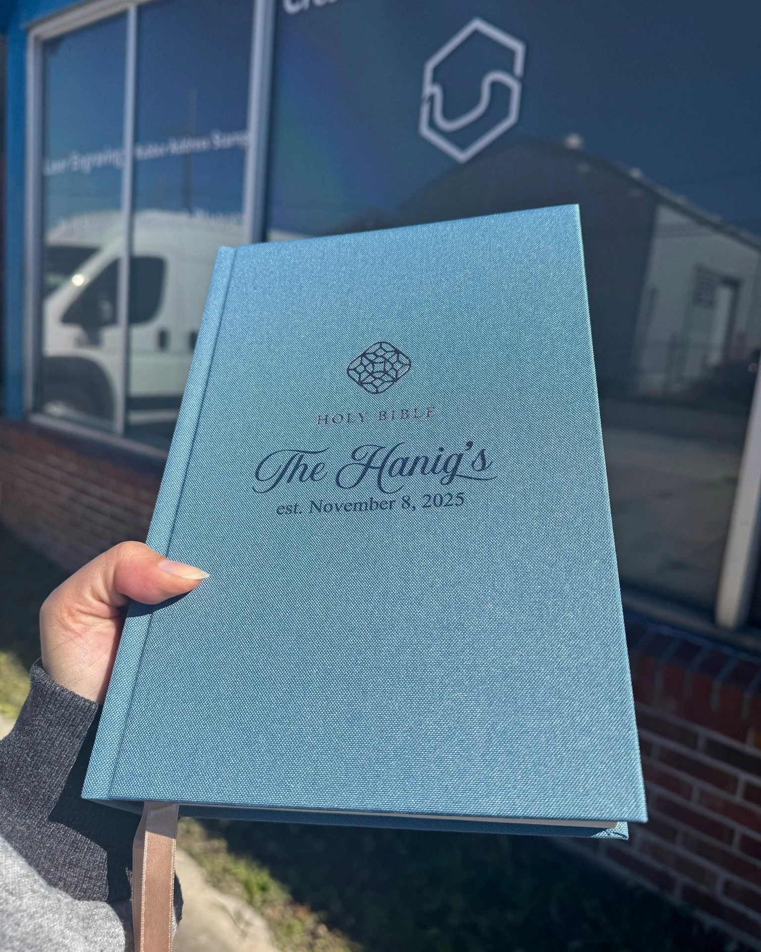 UV printed bible for the Hanigs 🙌 We wish you all the best in this new chapter. 

If you too are looking to get a bible customized, we can UV print on hard covers or we can hot foil in gold or silver for a more traditional look.

📞(504) 467-7878
📍