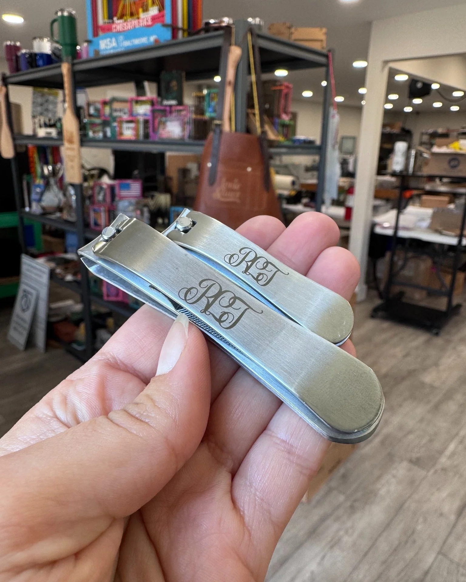 We got a call from a customer asking "What can you engrave?", we replied "Pretty much anything". We were held to that and these nail clippers turned out to be beautiful 💅

📞(504) 467-7878
📧orders@crescentstamp.com
📍1005 Centra