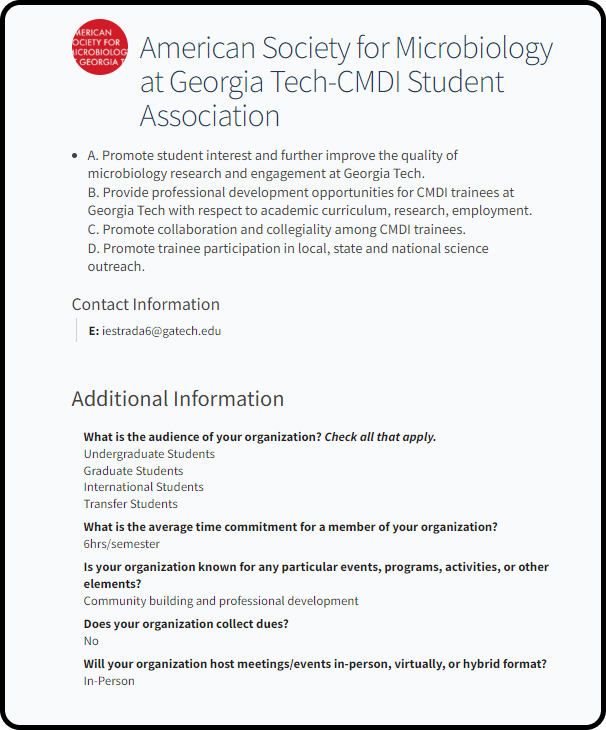 Profiles are given little structure to describe themselves, just a single text box to input information. For example, this organization provides little info about what they actually do.