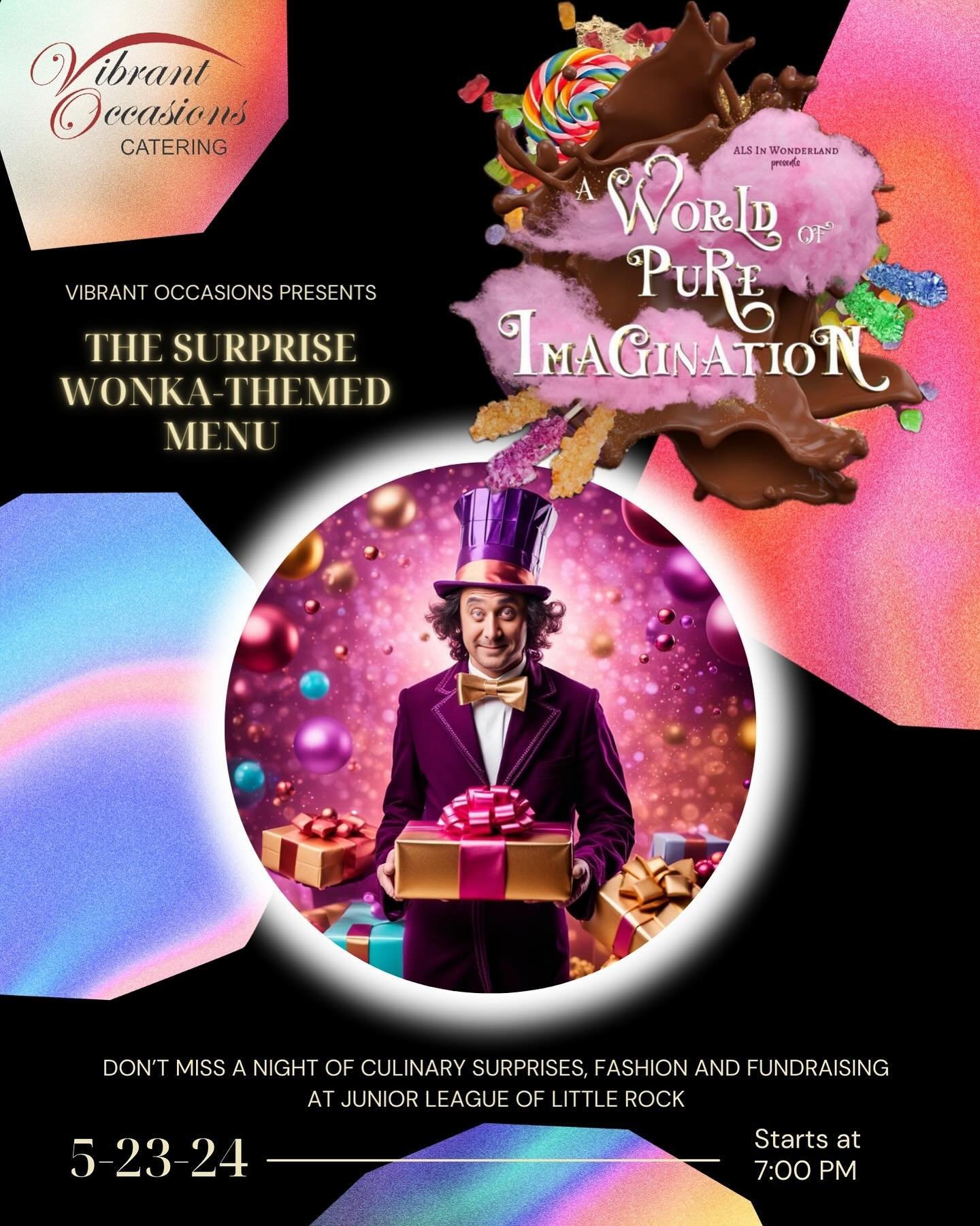 🎉 Get ready for an extraordinary evening filled with culinary delights by @vibrantoccasionscatering the exclusive caterer for &ldquo;A World of Pure Imagination&rdquo; presented by @als_inwonderland Foundation! Embark on a gastronomic adventure with