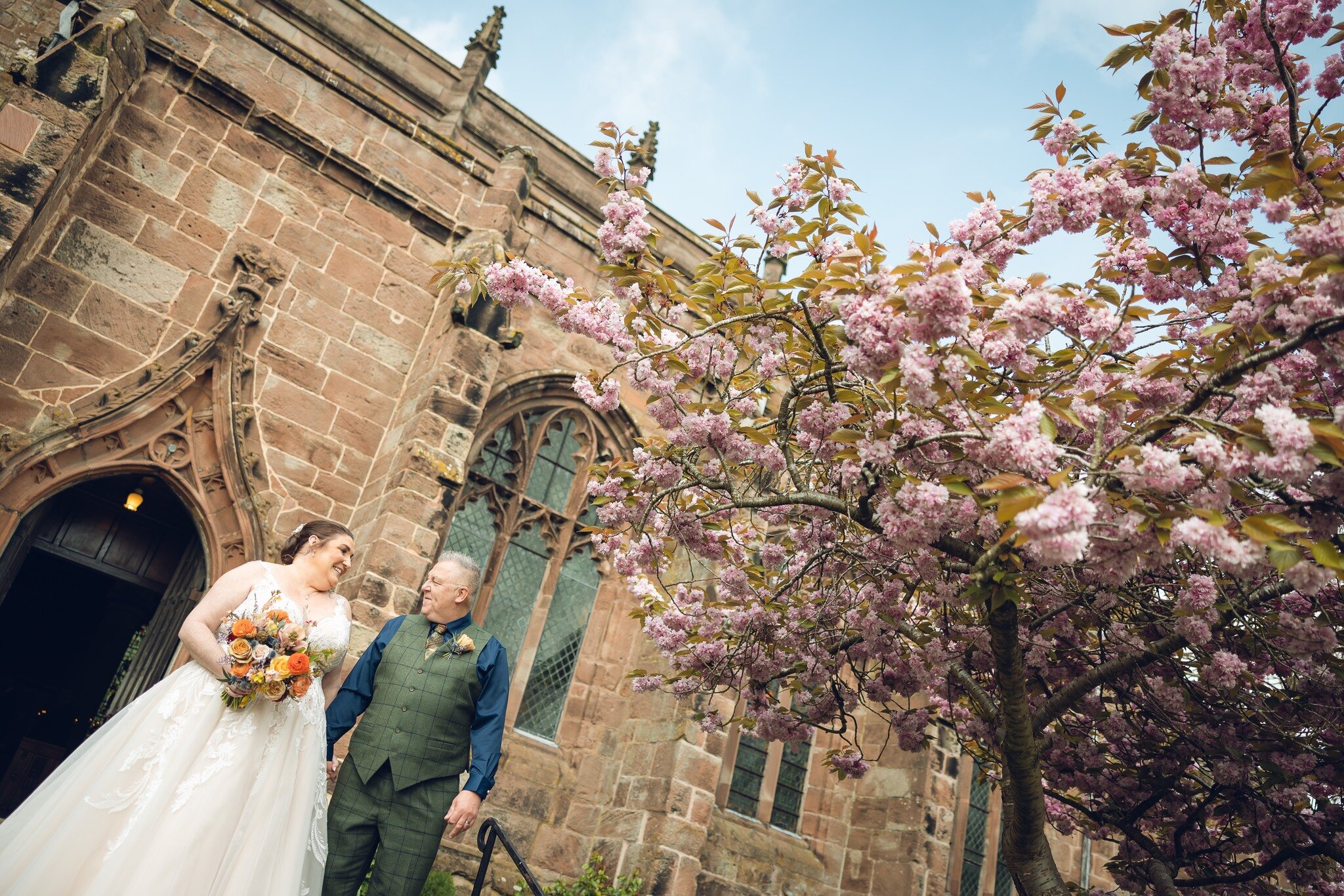 Louise &amp; Adrian as they step out into the world as husband and wife for the first time 🌸🌸🌸