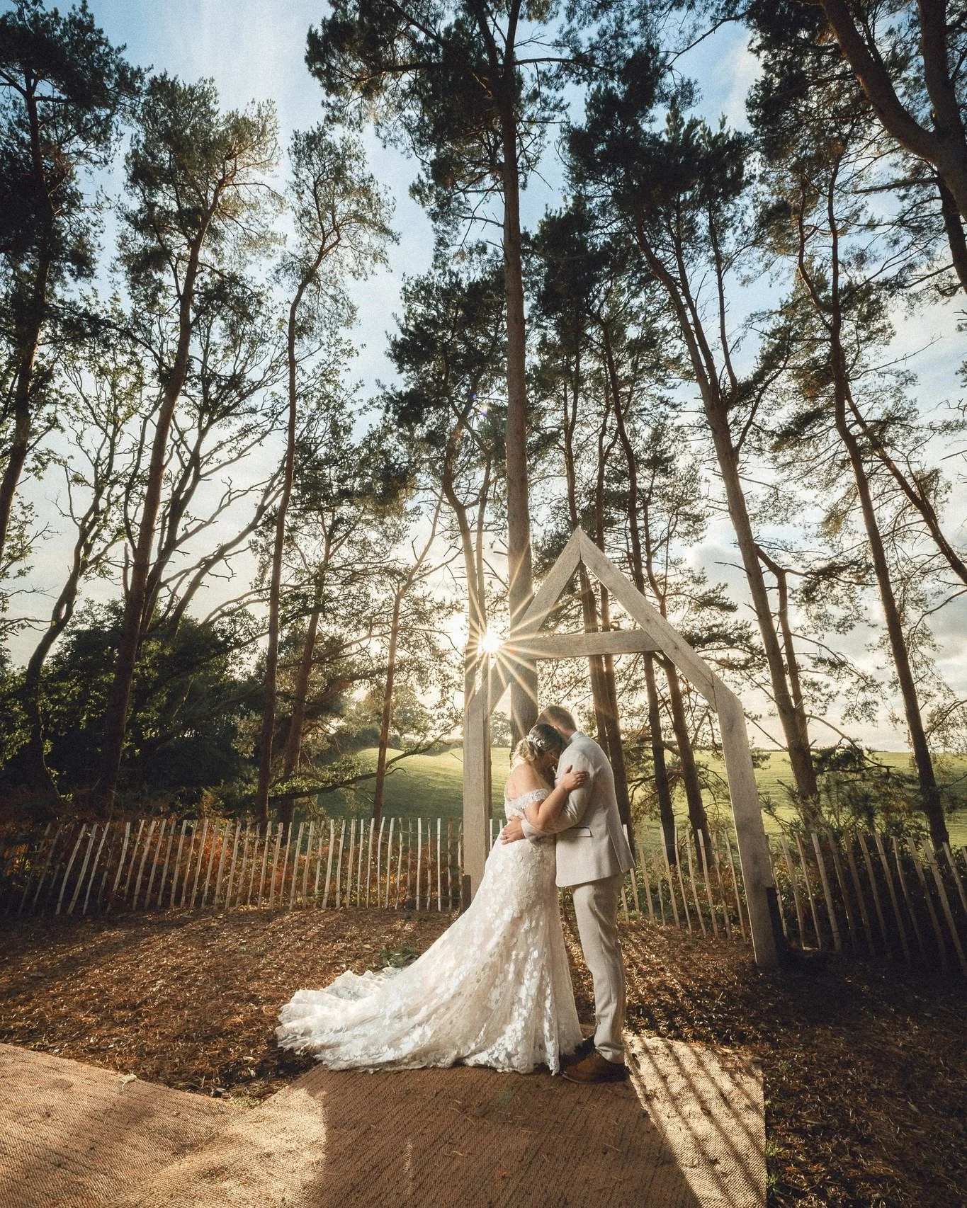An incredible sunset for Amelia &amp; Rob at Bridal Barn in Shropshire, with a little bit of my lighting magic sprinkled in.