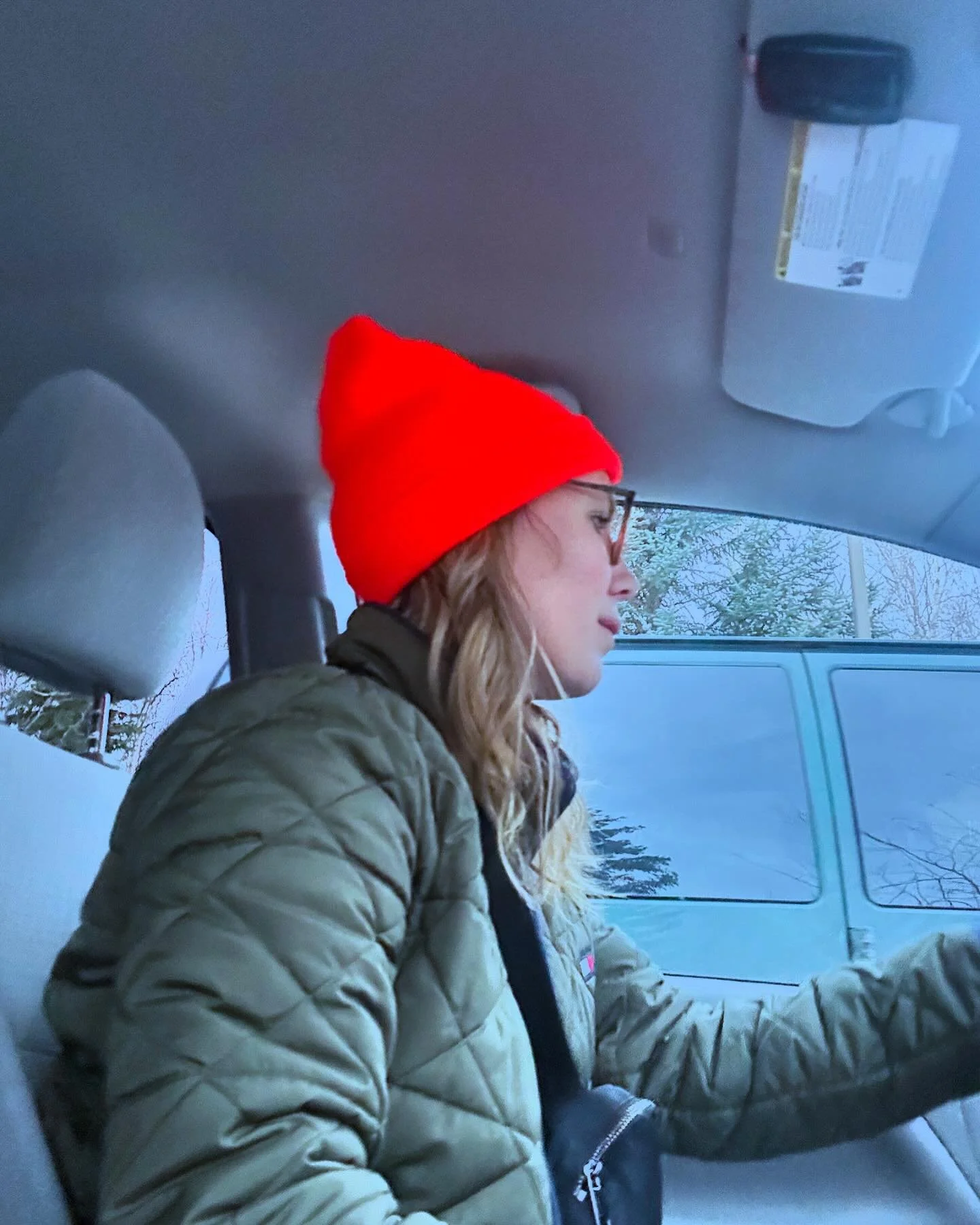 My daughter took this photo of me while I parked outside the little place my twins go for a morning of kindergarten once a week. Is it a fab photo of me? Nope? Curated? Staged to look like an aesthetic afterthought, beauty caught in the real moment? 