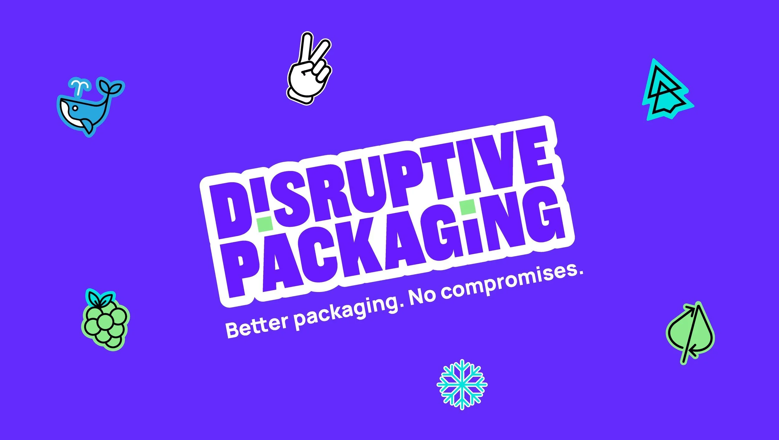 Disruptive Packaging logo with tagline. Better packaging. No Compromises.