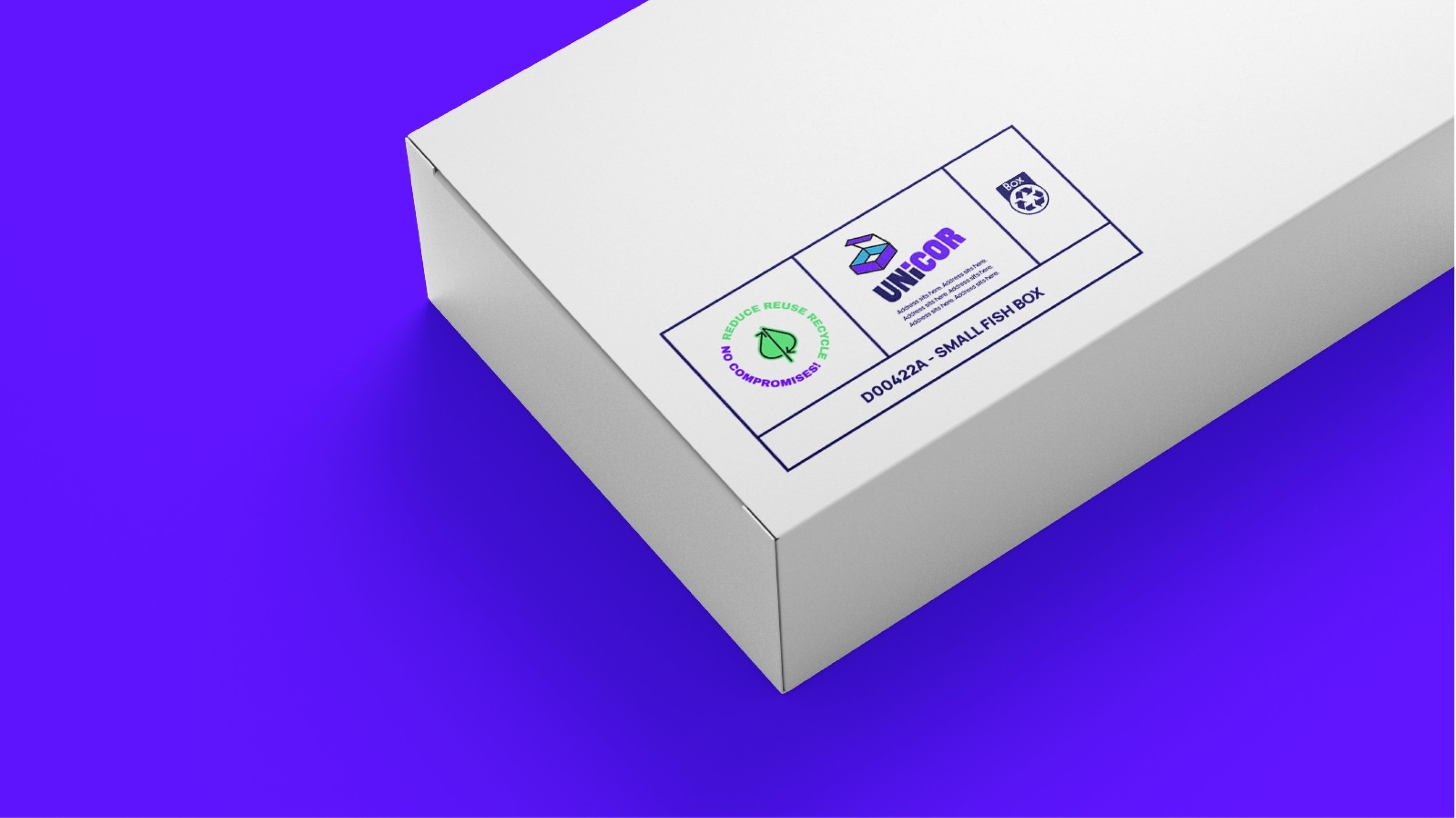 close-up details of Unicor product label design