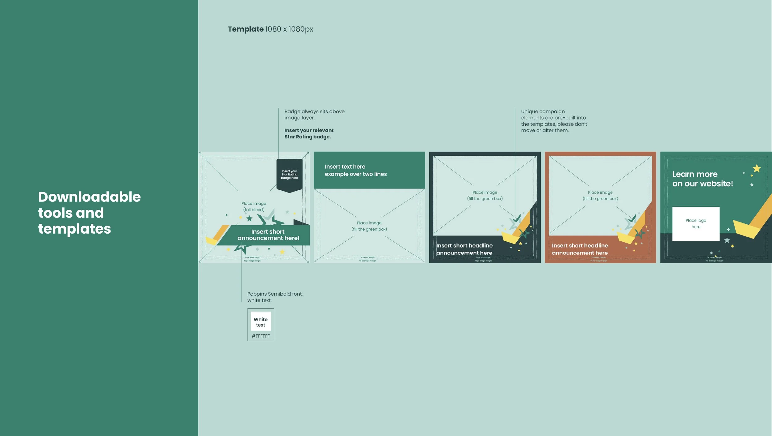 An example of a downloadable tool or template. Image shows a template for a social media carousel post, which utilises the QTF tick and brand assets, including colours of green and dark green.