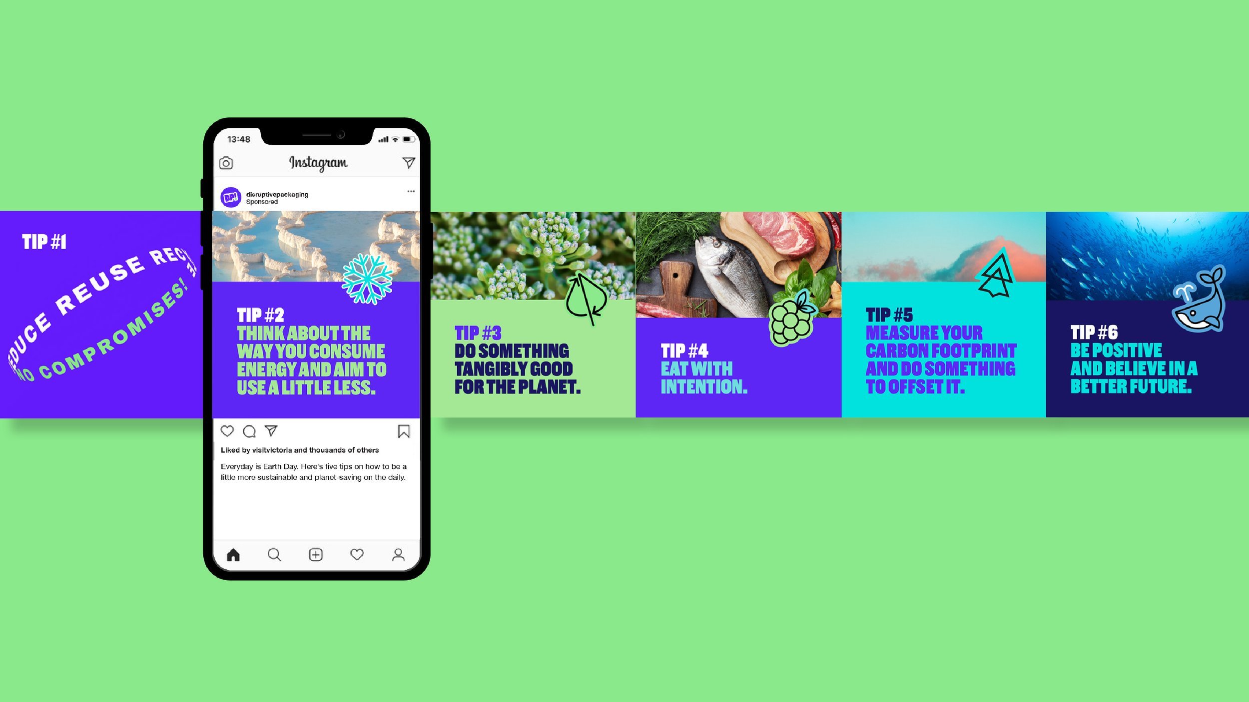 Facebook carousel ad of tips to reduce waste