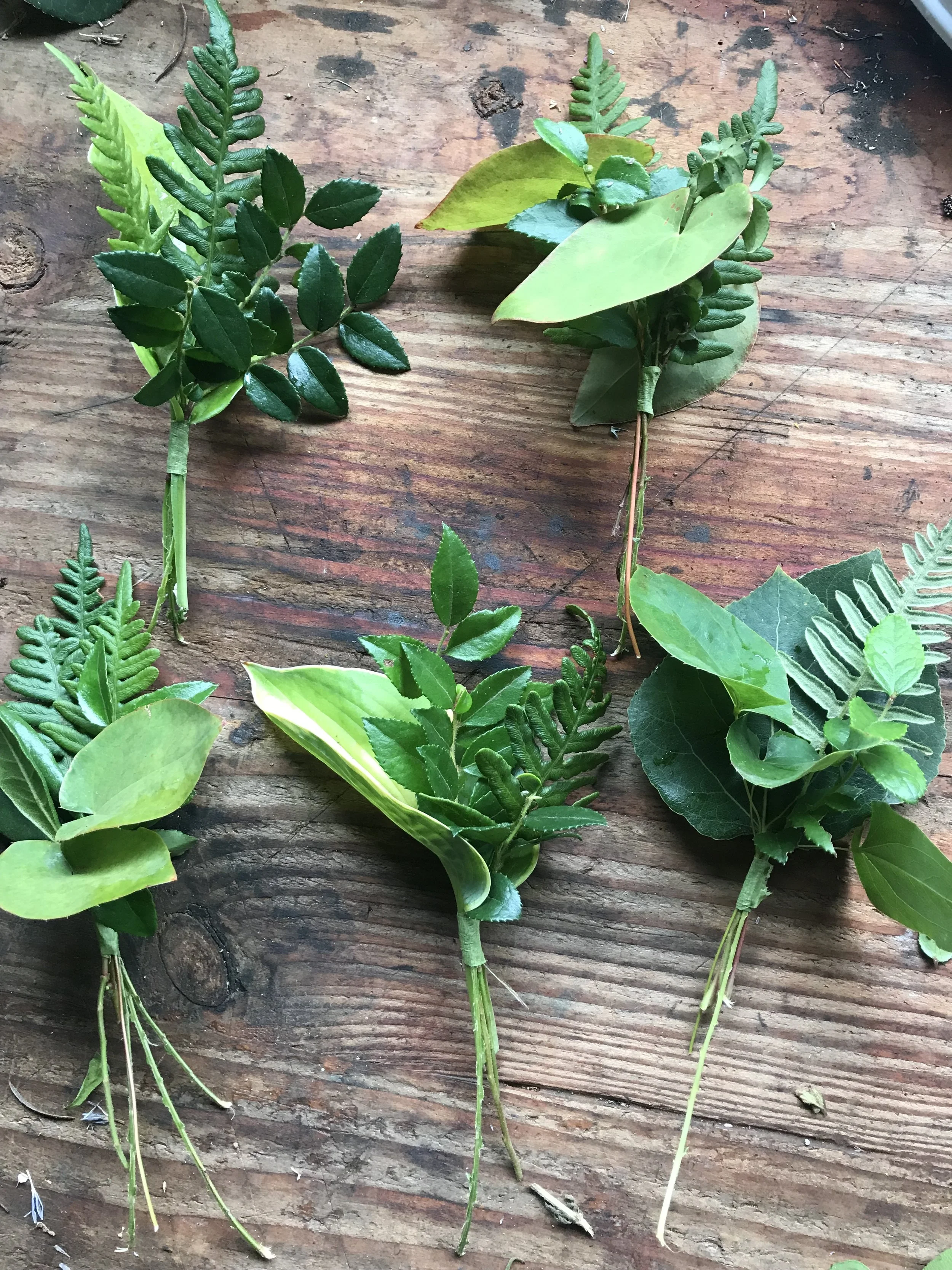 greenery boutonnieres in Bellingham made by Free Range FLowers