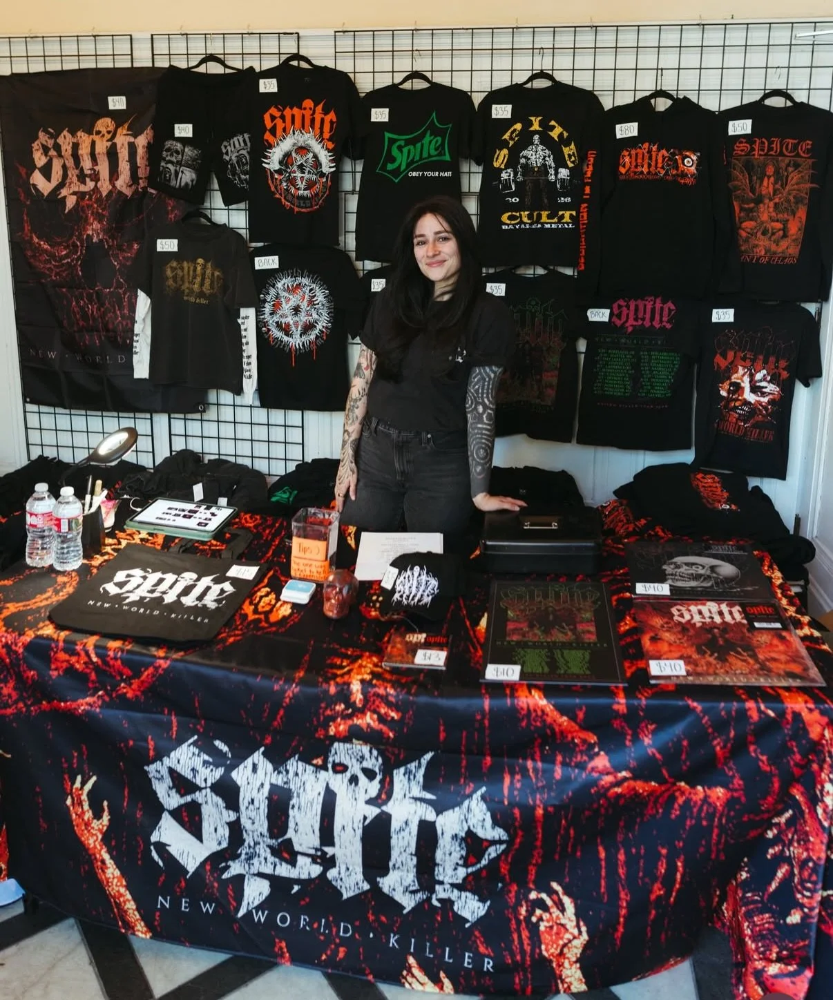 Full spread for @spiteofficial featuring a new tablecloth, custom hats, flags, etc