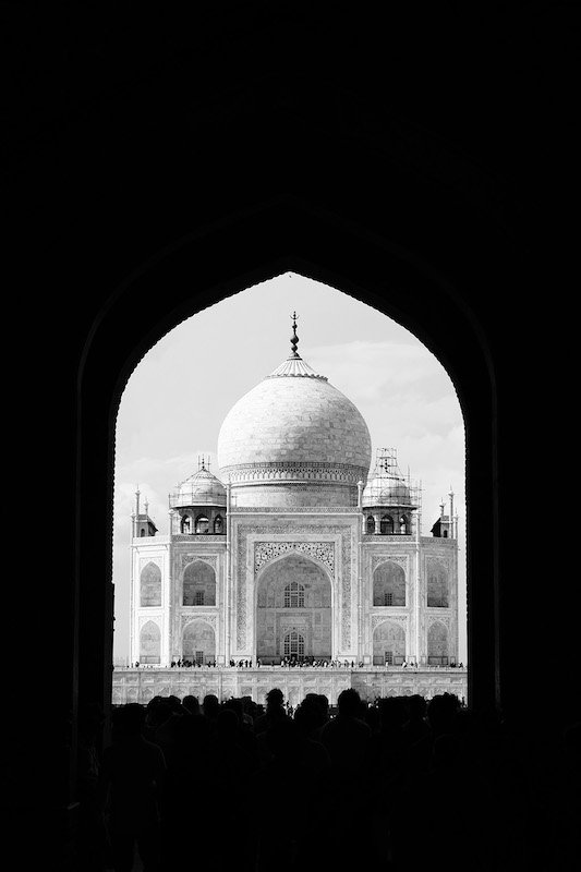 Looking through the Great Gate at the Taj Mahal