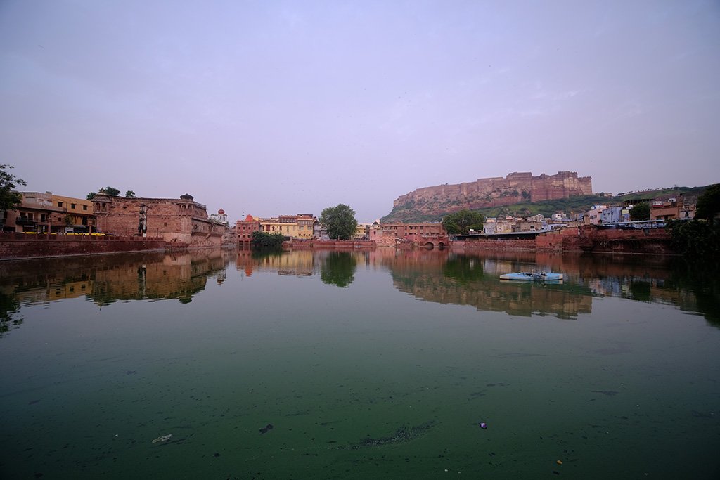 Looking up to the ever present Fort from Gulab Sagar, Jodhpur