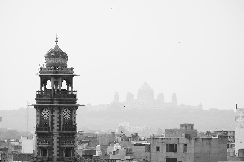 Clock Tower and Umaid Bhawan Palace from Geeta Mahal breakfast 'room'