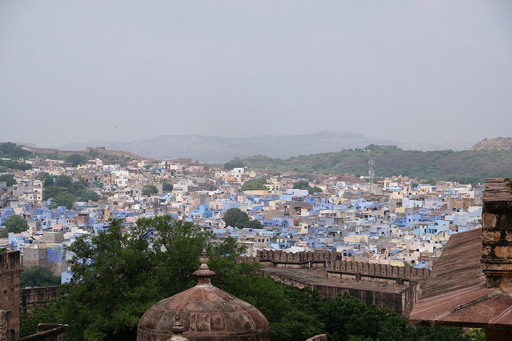 Looking down into the old Blue City from the fort