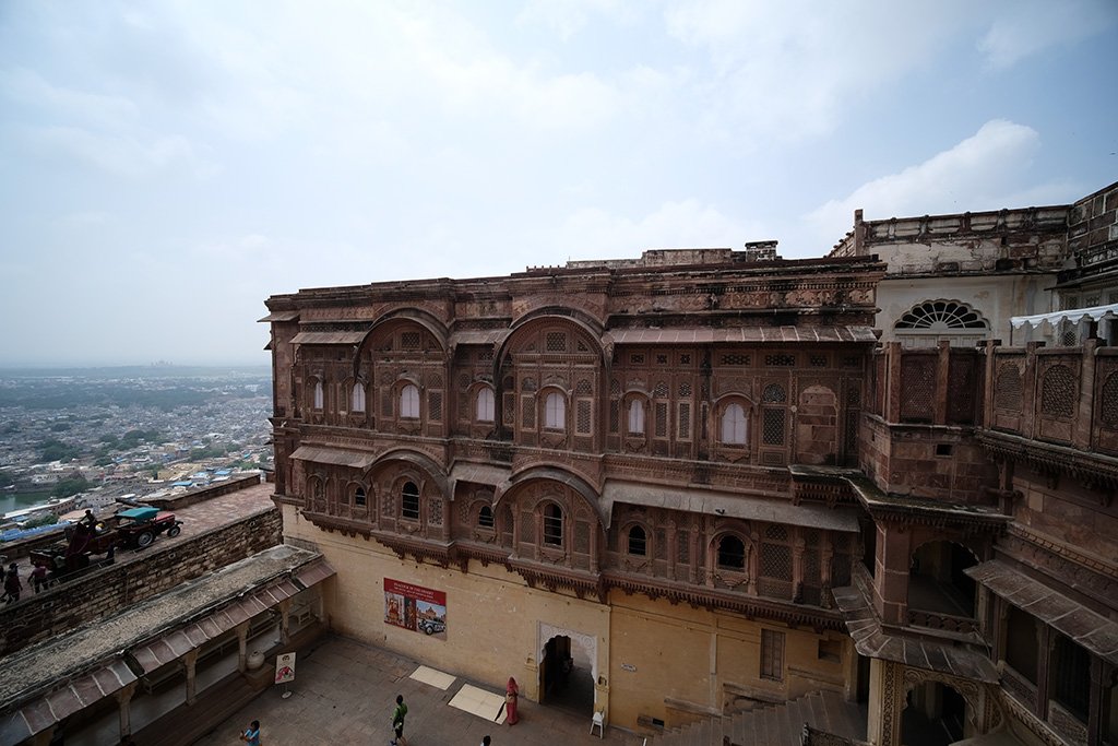 The view from the roof of the Palace and Jodhpur, and a Massey Ferguson tractor