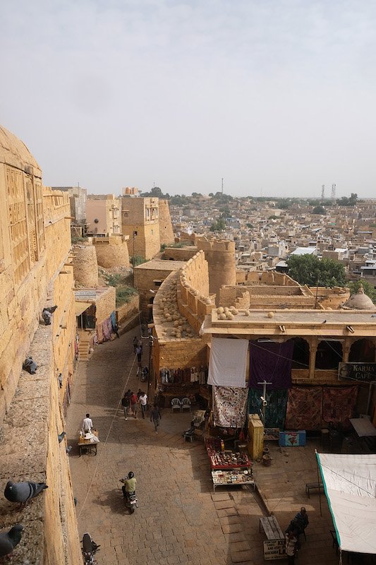 The view from Jaisalmer Palace looking down on the road up to the Fort