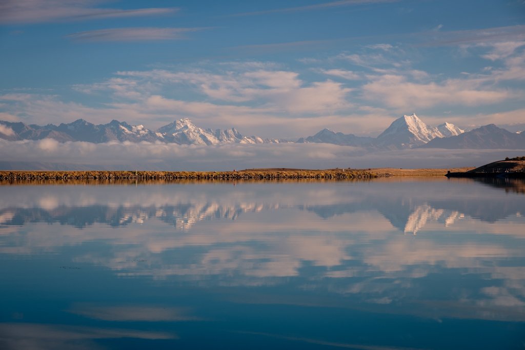 Mt Sefton to Mt Cook reflected in the Tekapo / Pukaki Canal