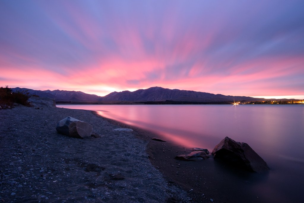 Signs of colour 1 hour before sunrise, Lake Tekapo