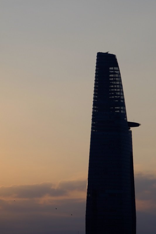 Bitexco Tower from our hotel at sunrise