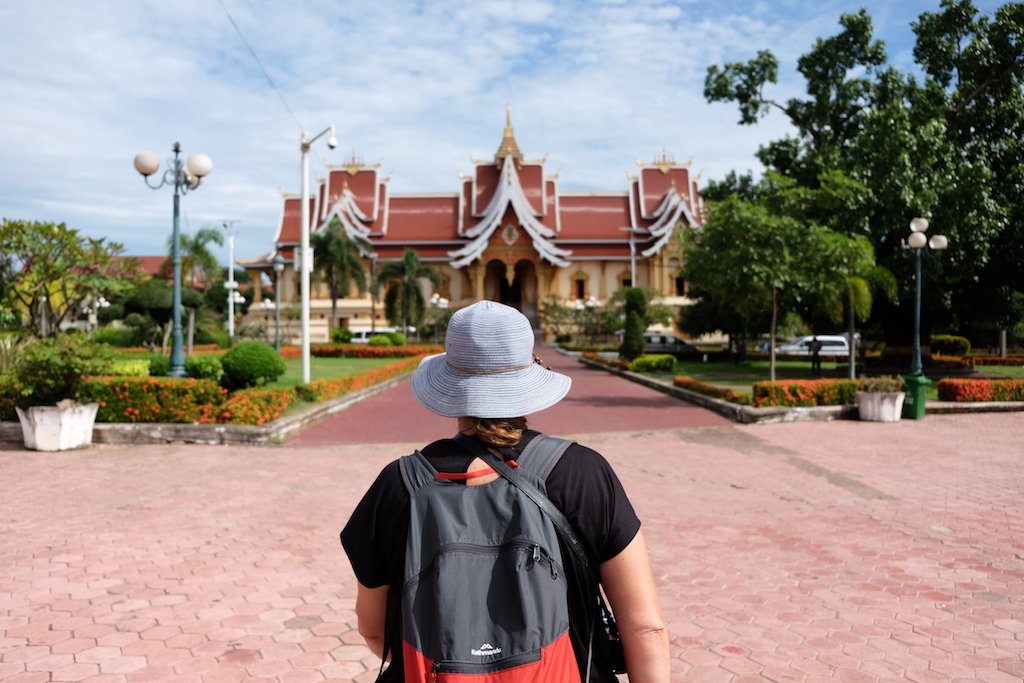 Lady in the Blue Hat at Pha That Luang