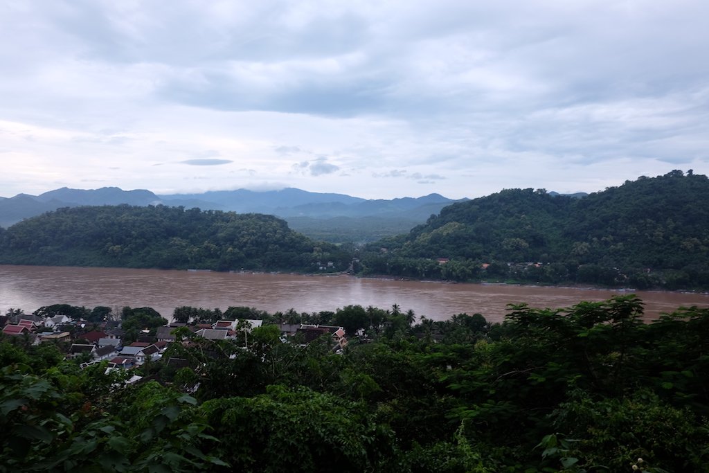 The Mekong and the town of Luang Prabang in the trees in the foreground