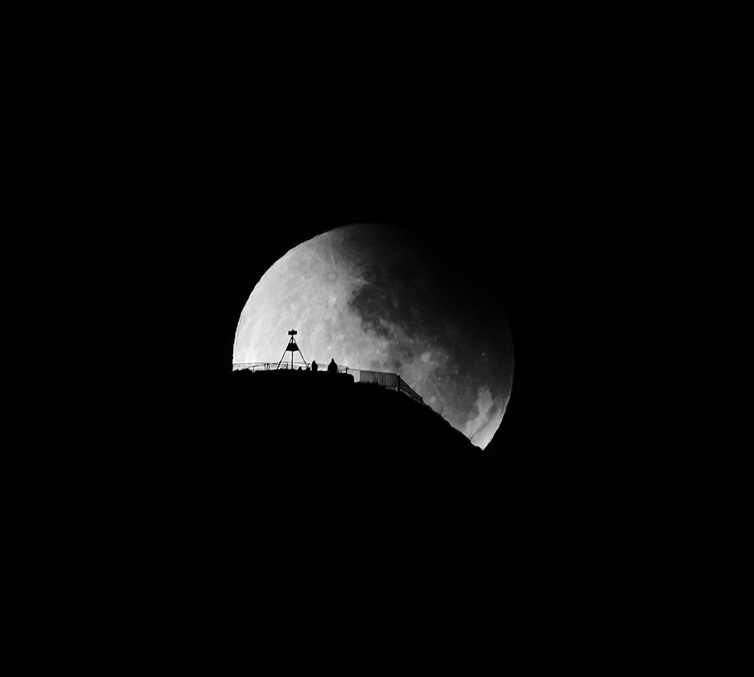 Partial Lunar Eclipse behind Te Mata Peak Trig