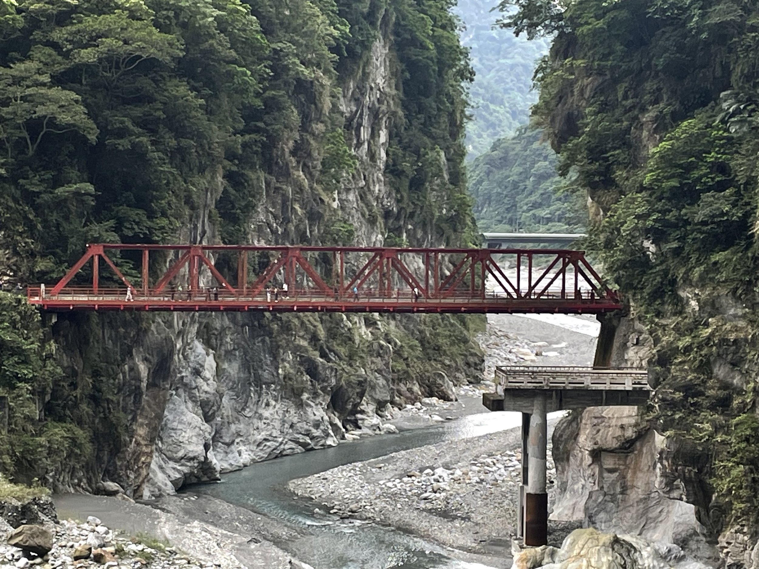 The old old road bridge, and the old road bridge, Shrine of the Eternal Spring, Taroko Gorge