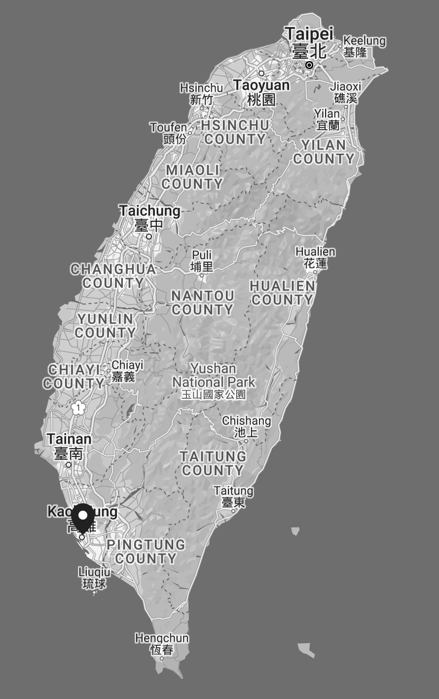 Location of Kaohsiung, Taiwan