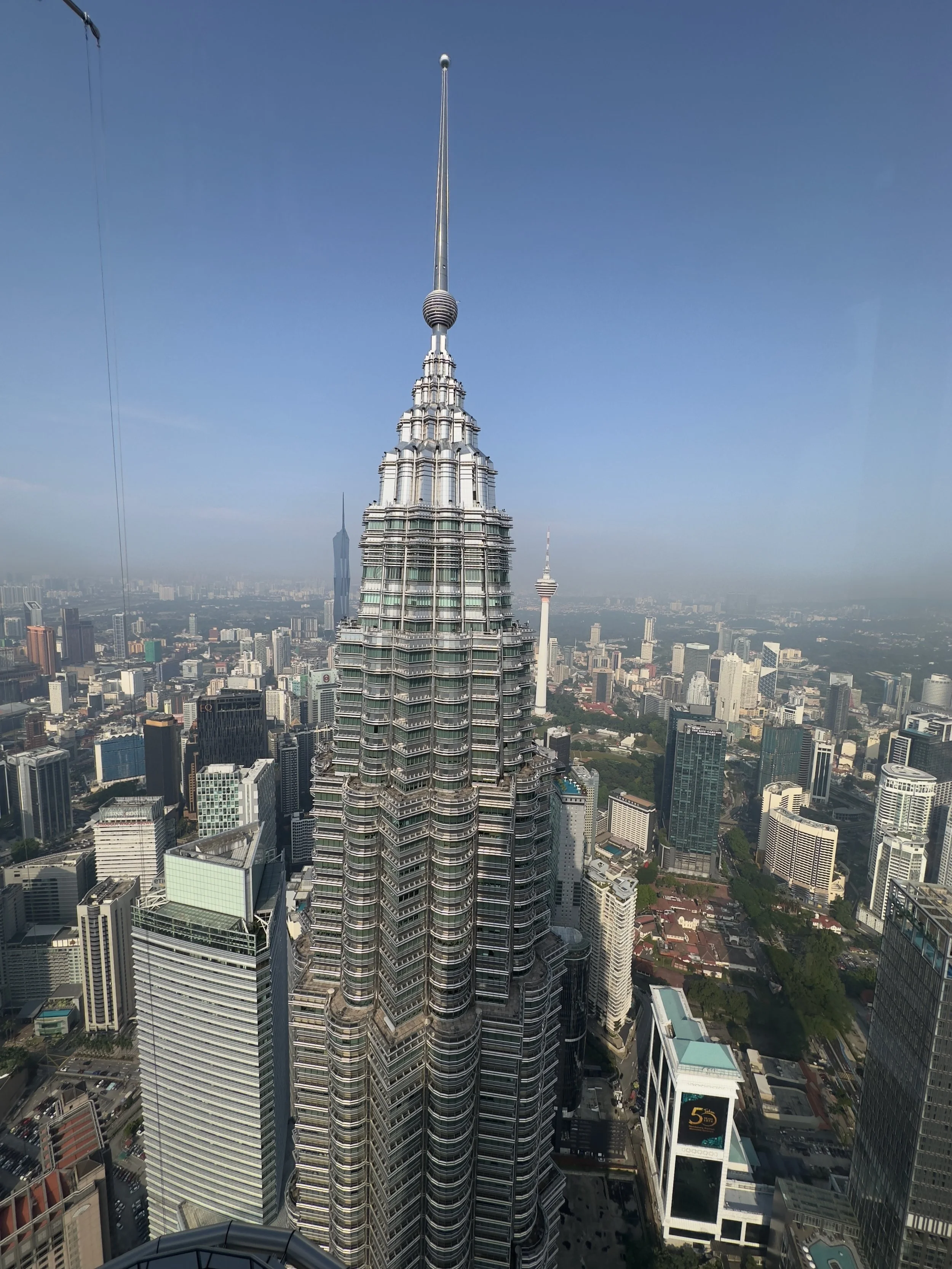 The SW Tower ( Tower 1 ) from the NE Tower ( Tower 2 )
