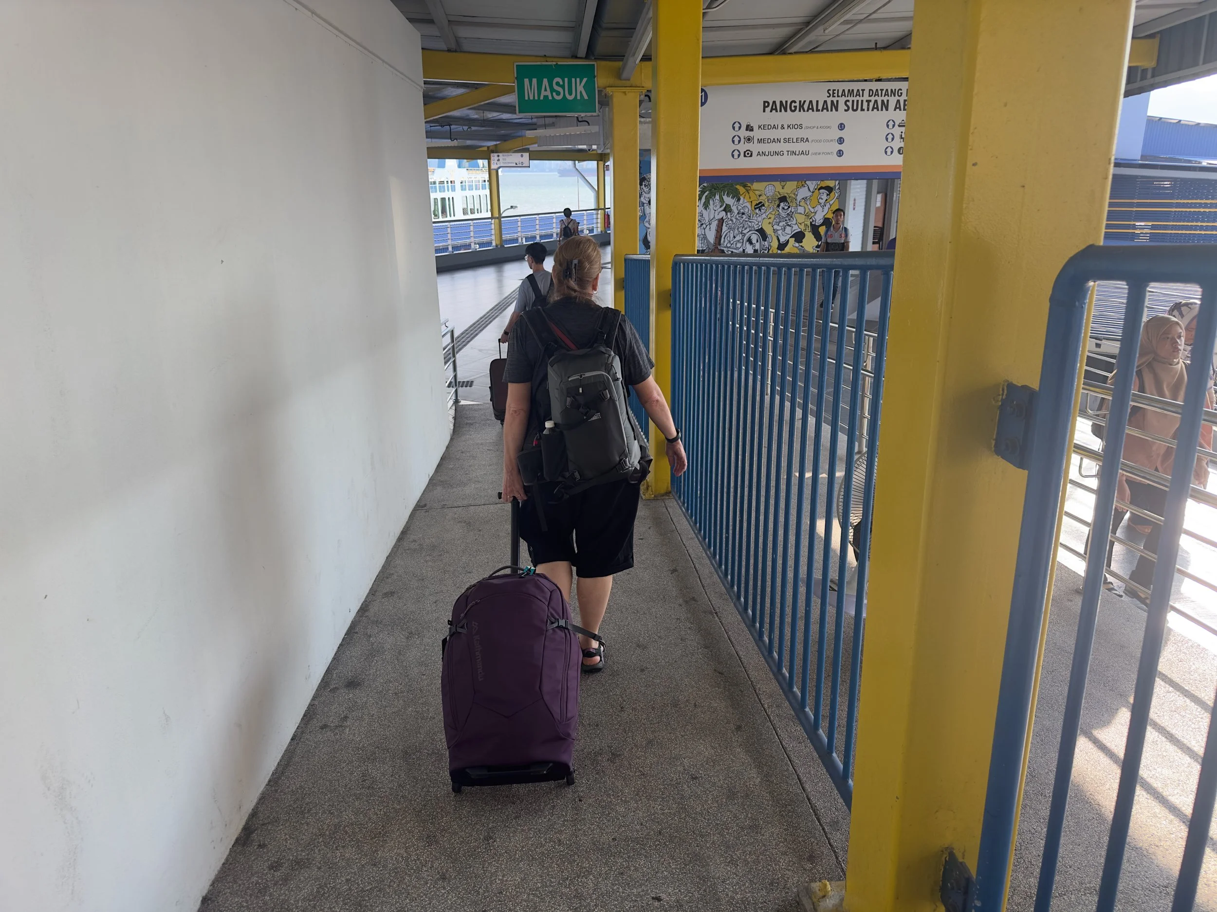Walking a mile to the ferry terminal