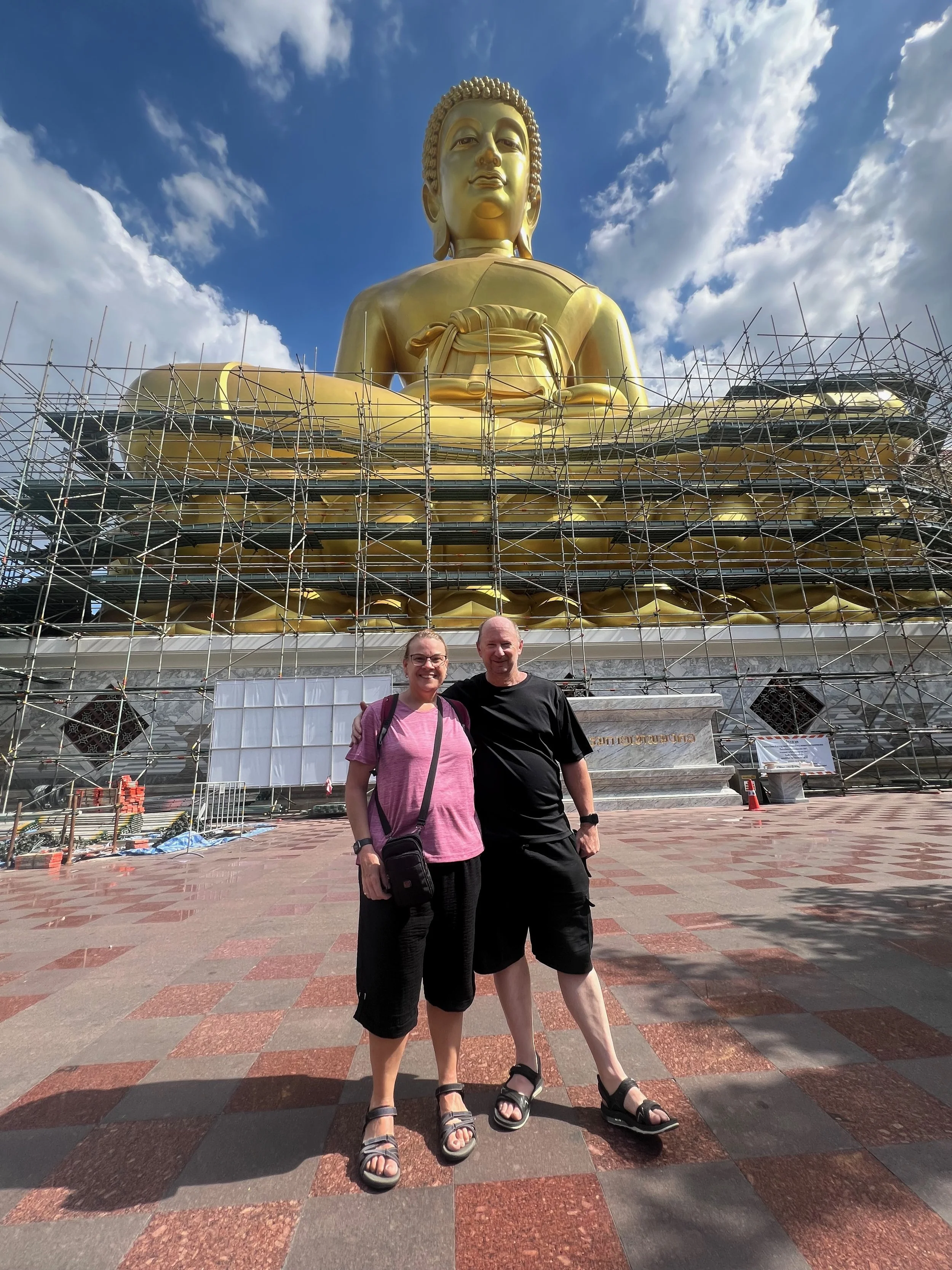 Tourists at The Big Buddha, Wat Paknam Bhasicharoen