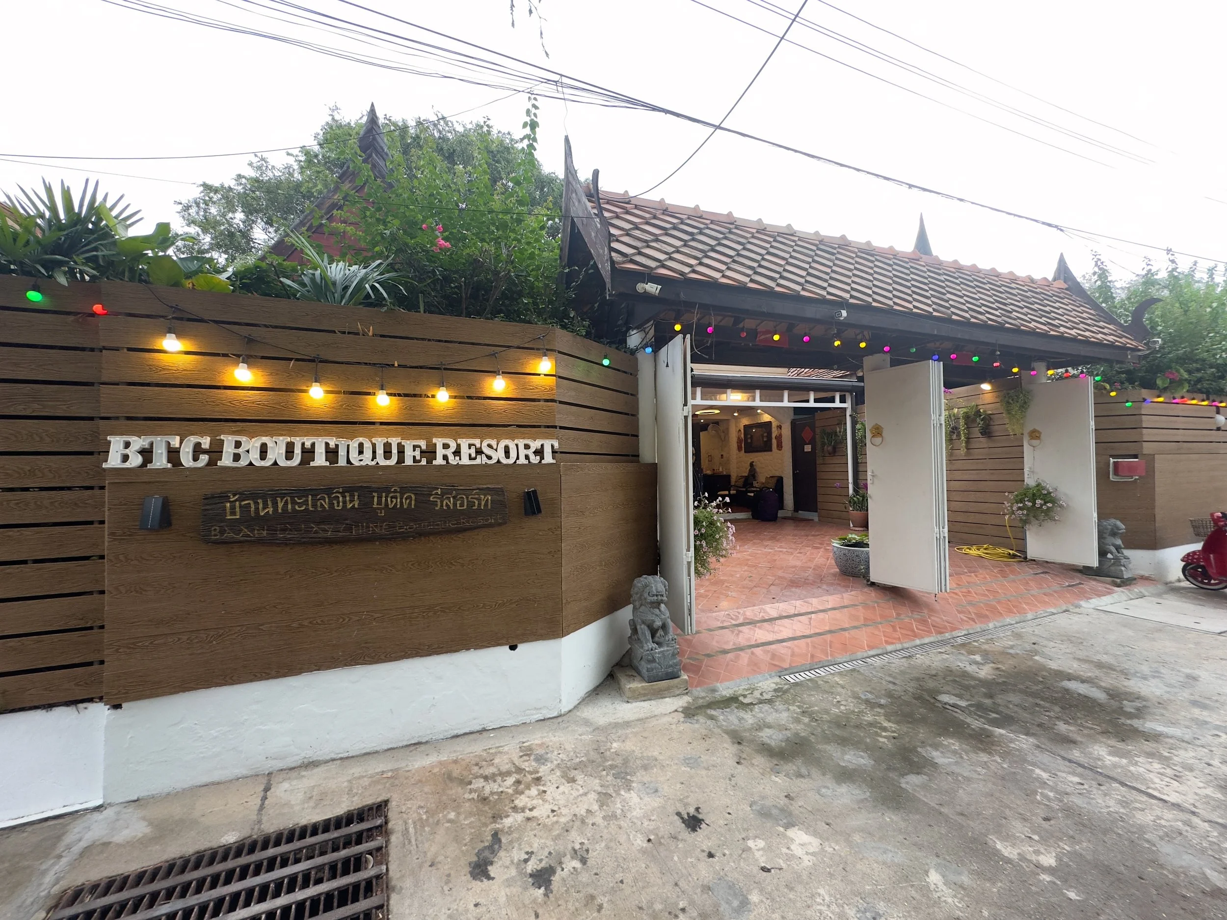 BTC Resort, Hua Hin.  Our villa is to the right of the entryway, behind the fence