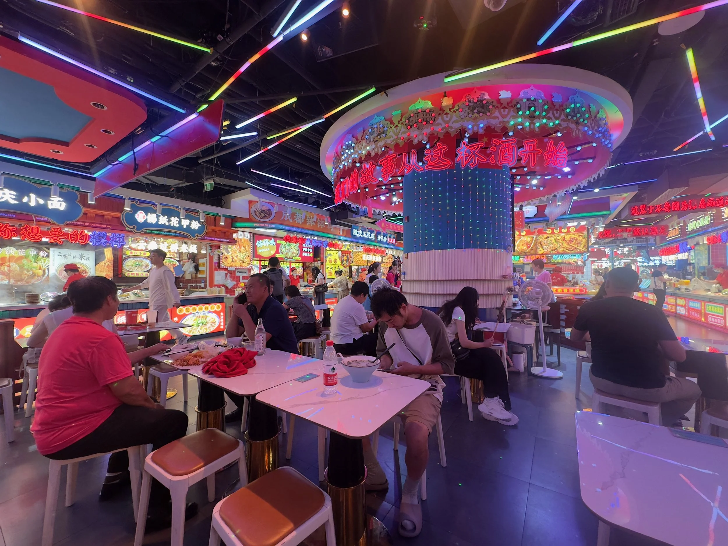Very bright and colourful foodcourt