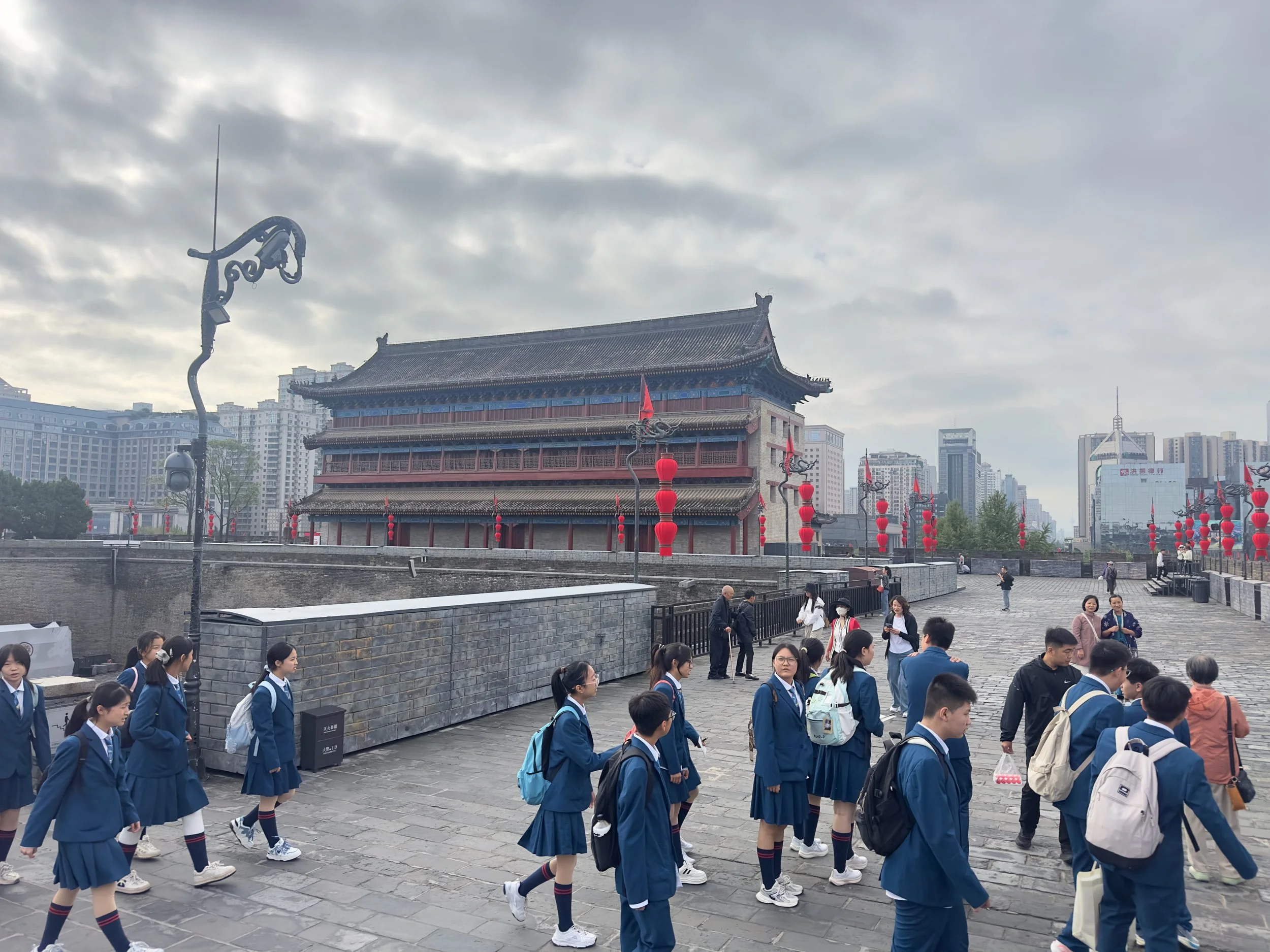 On top of the wall with our new friends