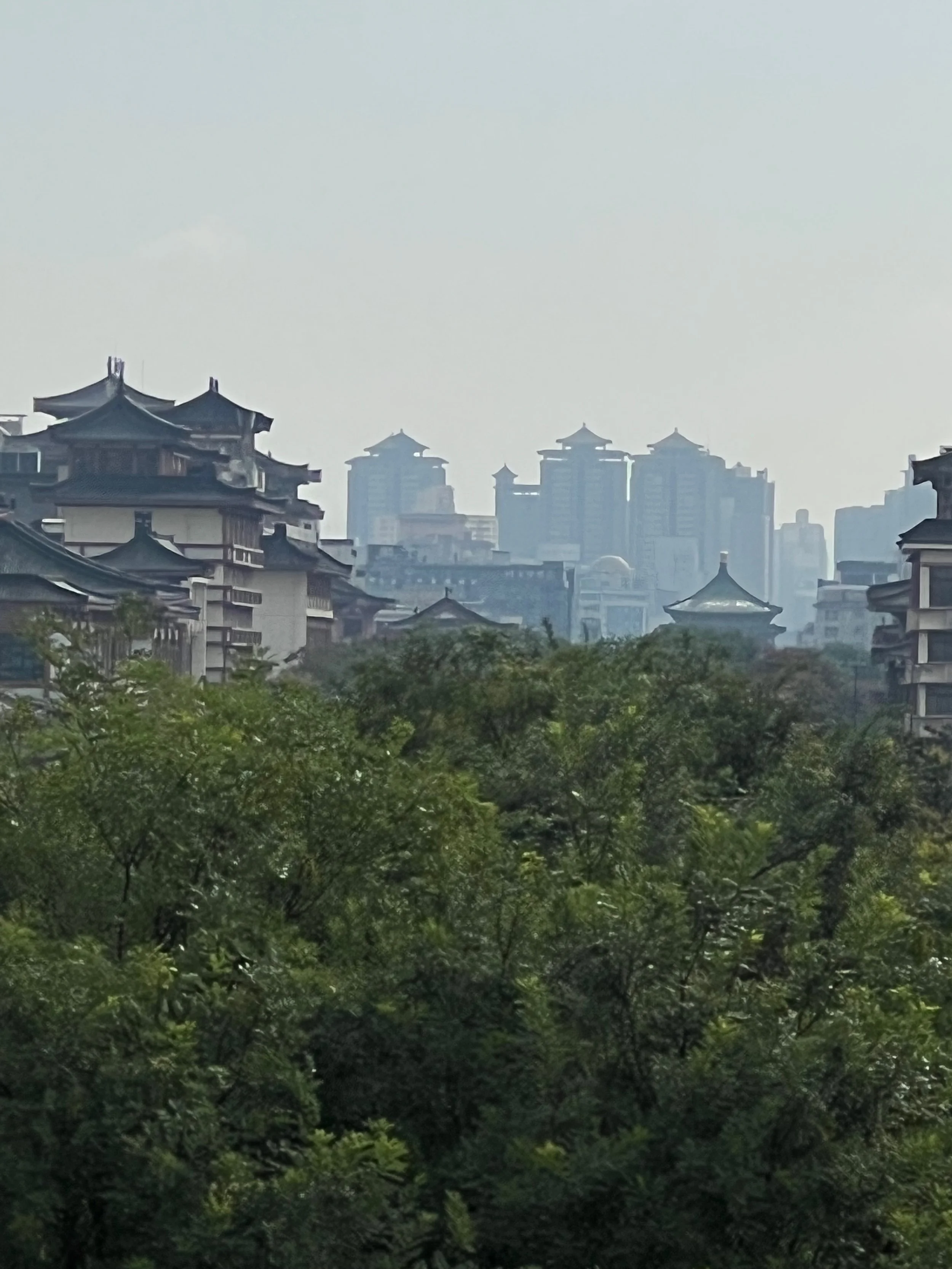 The old and the new; view along Xida St towards the Bell Tower