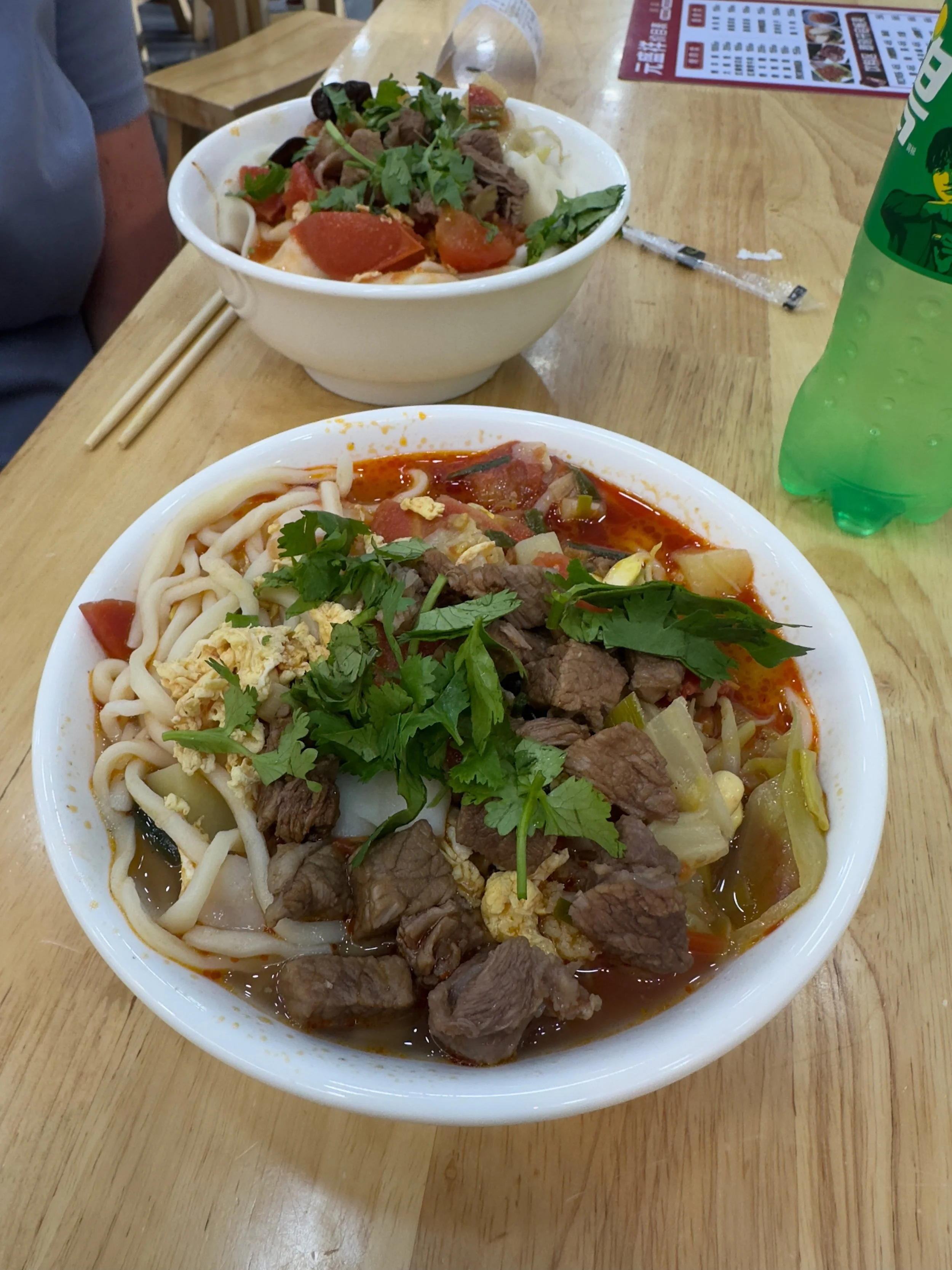 Our dinner bowls, one Biang Biang and one fat noodles, Y25 ea